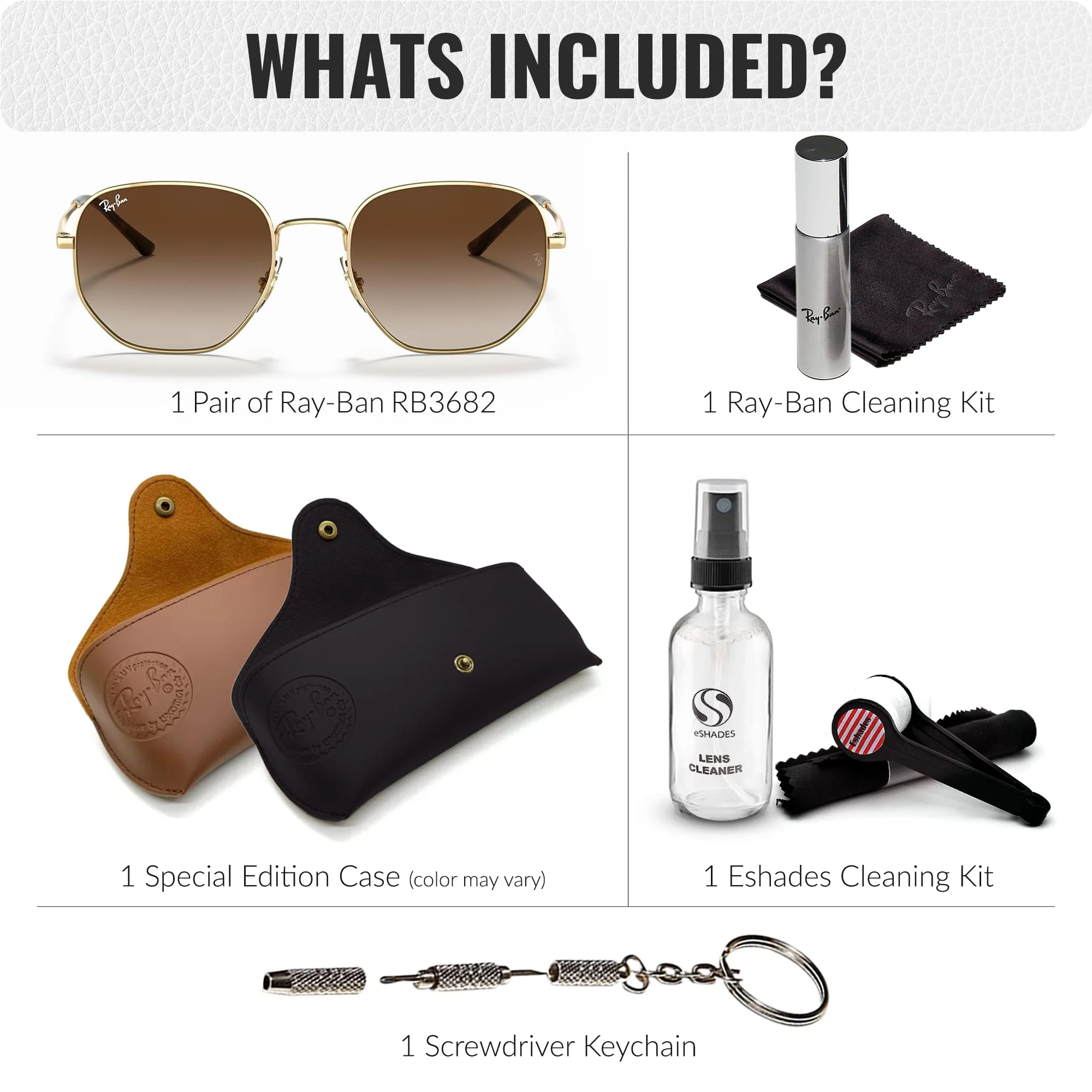 Ray-Ban RB3682 Square-Round Shaped Non-Polarized Sunglasses for Men & Women – Includes Official RAYBAN Eyewear Kit – Ideal Formal & Casual Wear Sunglasses – Gradient Brown Lens - Image 7