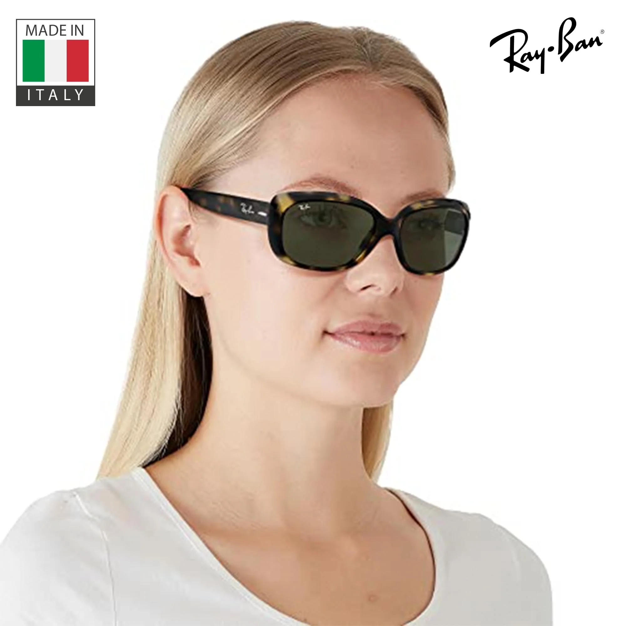 Ray-Ban RB4101 JACKIE OHH Butterfly Shaped Non-Polarized Sunglasses for Women – Includes Official RAYBAN Eyewear Kit – Ideal Formal & Casual Wear Sunglasses – Green Lens - Image 3
