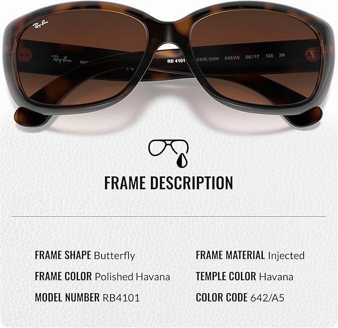 Ray-Ban RB4101 JACKIE OHH Butterfly Shaped Non-Polarized Sunglasses for Women – Includes Official RAYBAN Eyewear Kit – Ideal Formal & Casual Wear Sunglasses – Pink/Brown Gradient Lens - Image 6