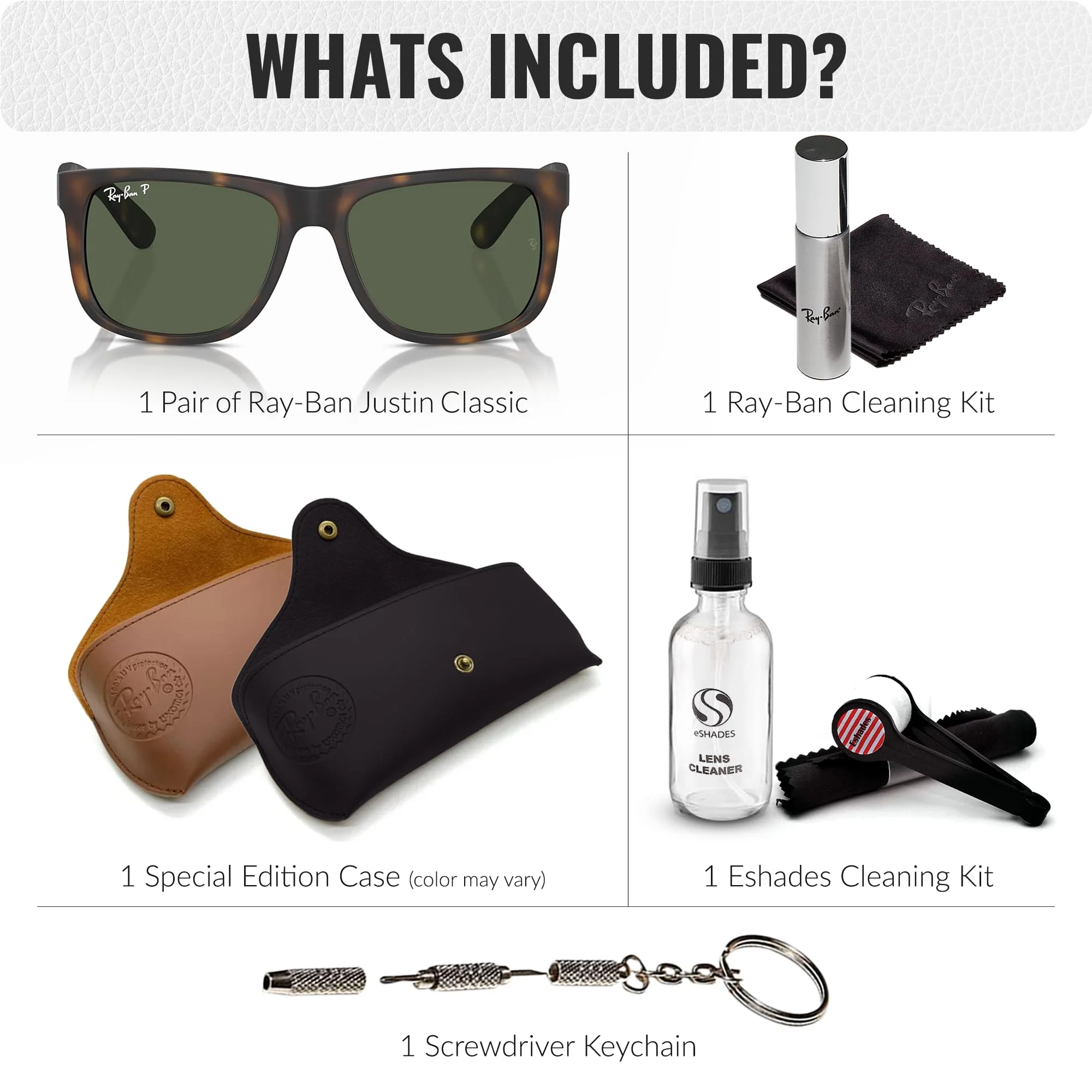 Ray-Ban RB4165 JUSTIN CLASSIC POLARIZED Square Shaped Sunglasses for Men & Women – Includes Official Rayban Eyewear Kit – Ideal Formal & Casual Wear Sunglasses – Dark Green Lens - Image 7