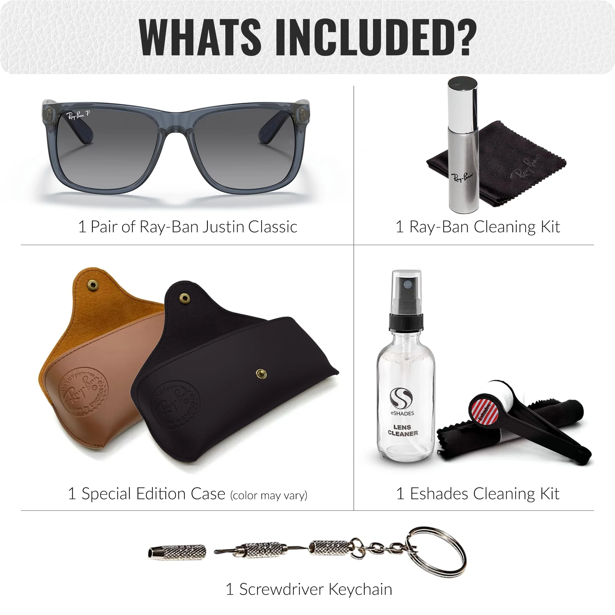 Ray-Ban RB4165 JUSTIN CLASSIC POLARIZED Square Shaped Sunglasses for Men & Women – Includes Official Rayban Eyewear Kit – Ideal Formal & Casual Wear Sunglasses – Grey Lens - Image 7