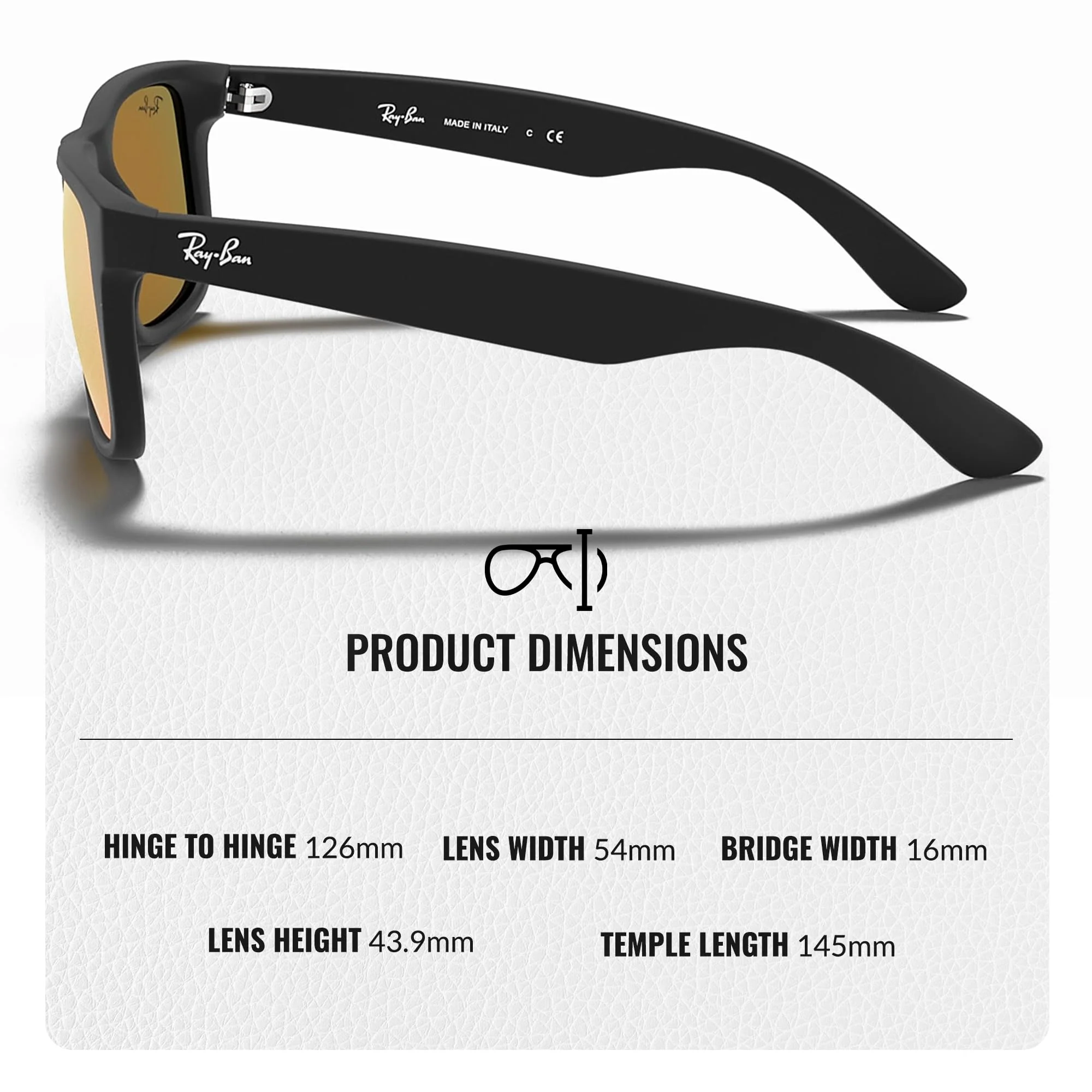 Ray-Ban RB4165 JUSTIN COLOR MIX Square Shaped Non-Polarized Sunglasses for Men – Includes Official RAYBAN Eyewear Kit – Ideal Formal & Casual Wear Sunglasses – Red Mirror Lens - Image 4