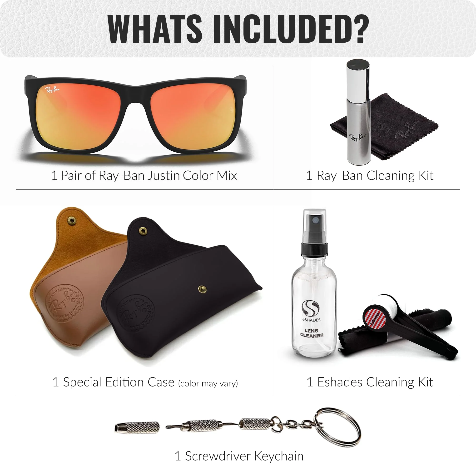 Ray-Ban RB4165 JUSTIN COLOR MIX Square Shaped Non-Polarized Sunglasses for Men – Includes Official RAYBAN Eyewear Kit – Ideal Formal & Casual Wear Sunglasses – Red Mirror Lens - Image 7