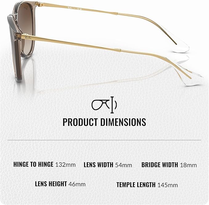 Ray-Ban RB4171 ERIKA CLASSIC Phantos Shaped Non-Polarized Sunglasses for Women – Includes Official RAYBAN Eyewear Kit – Ideal Formal & Casual Wear Sunglasses – Brown Lens - Image 4