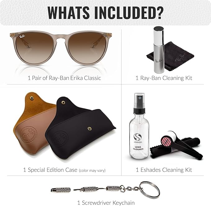 Ray-Ban RB4171 ERIKA CLASSIC Phantos Shaped Non-Polarized Sunglasses for Women – Includes Official RAYBAN Eyewear Kit – Ideal Formal & Casual Wear Sunglasses – Brown Lens - Image 7