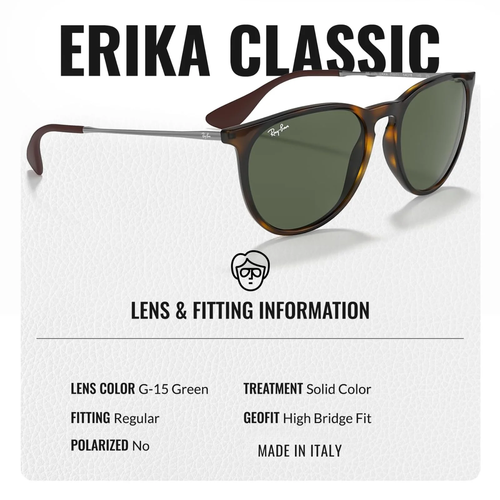 Ray-Ban RB4171 ERIKA CLASSIC Phantos Shaped Non-Polarized Sunglasses for Women – Includes Official RAYBAN Eyewear Kit – Ideal Formal & Casual Wear Sunglasses – G-15 Green Lens - Image 5