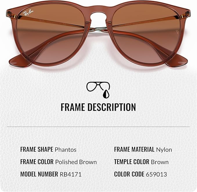Ray-Ban RB4171 ERIKA CLASSIC Phantos Shaped Non-Polarized Sunglasses for Women – Includes Official RAYBAN Eyewear Kit – Ideal Formal & Casual Wear Sunglasses – Gradient Brown Lens - Image 6