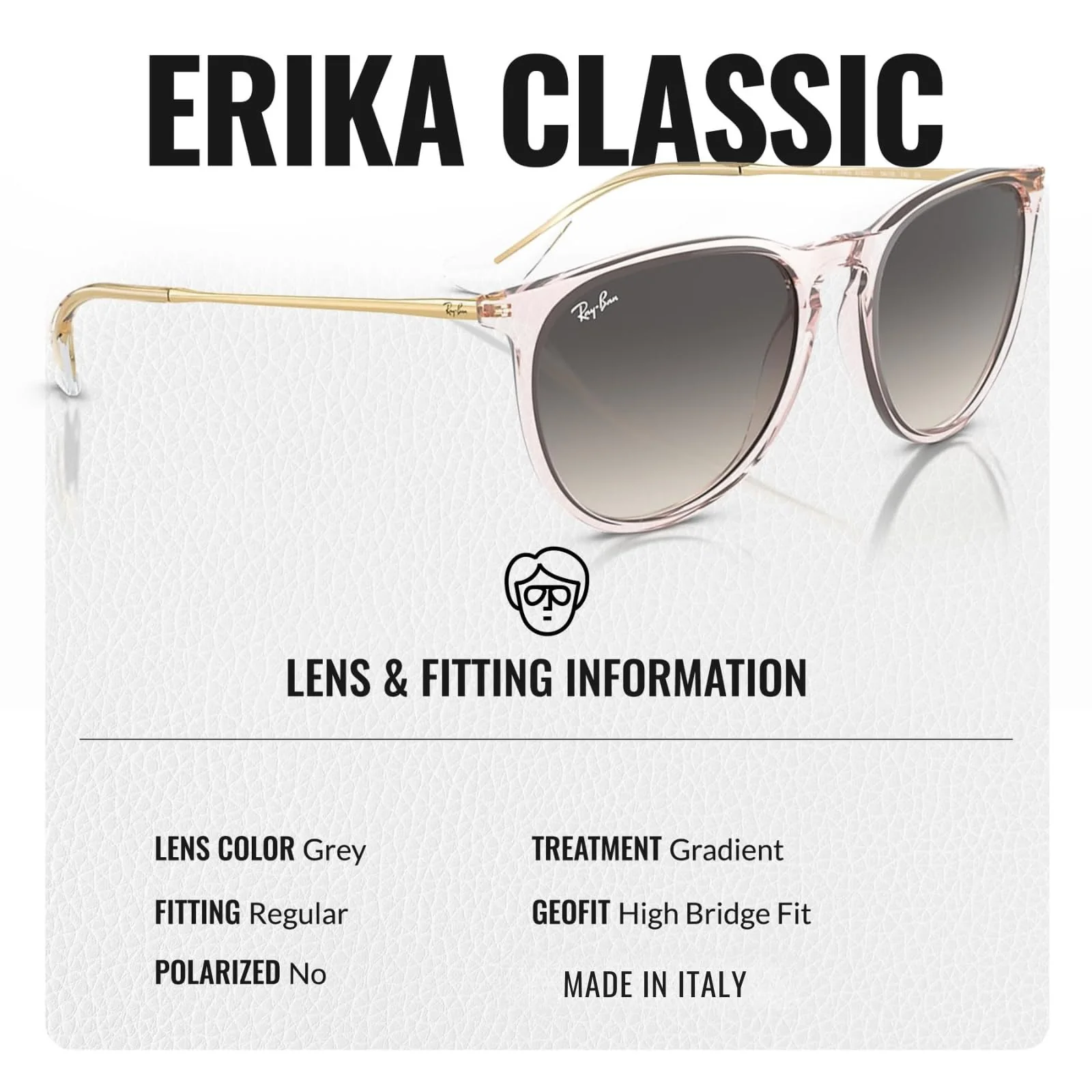 Ray-Ban RB4171 ERIKA CLASSIC Phantos Shaped Non-Polarized Sunglasses for Women – Includes Official RAYBAN Eyewear Kit – Ideal Formal & Casual Wear Sunglasses – Grey Lens - Image 5