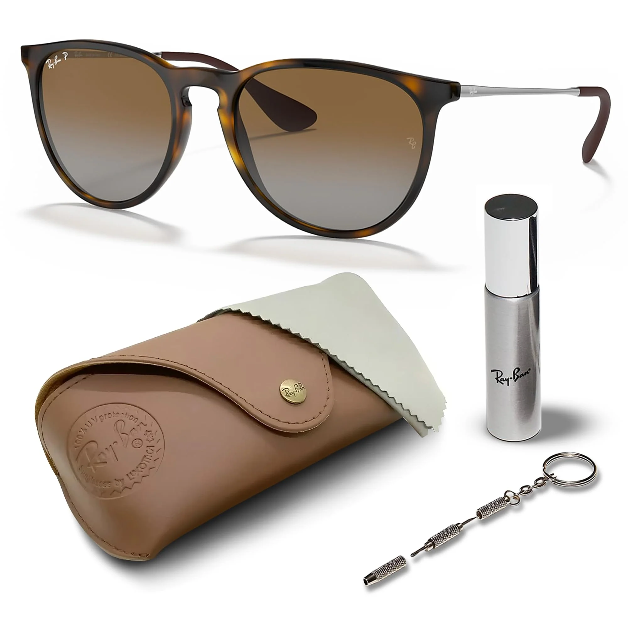 Ray-Ban RB4171 ERIKA CLASSIC POLARIZED Phantos Shaped Sunglasses for Men & Women – Includes Official Rayban Eyewear Kit – Ideal Formal & Casual Wear Sunglasses – Brown Lens