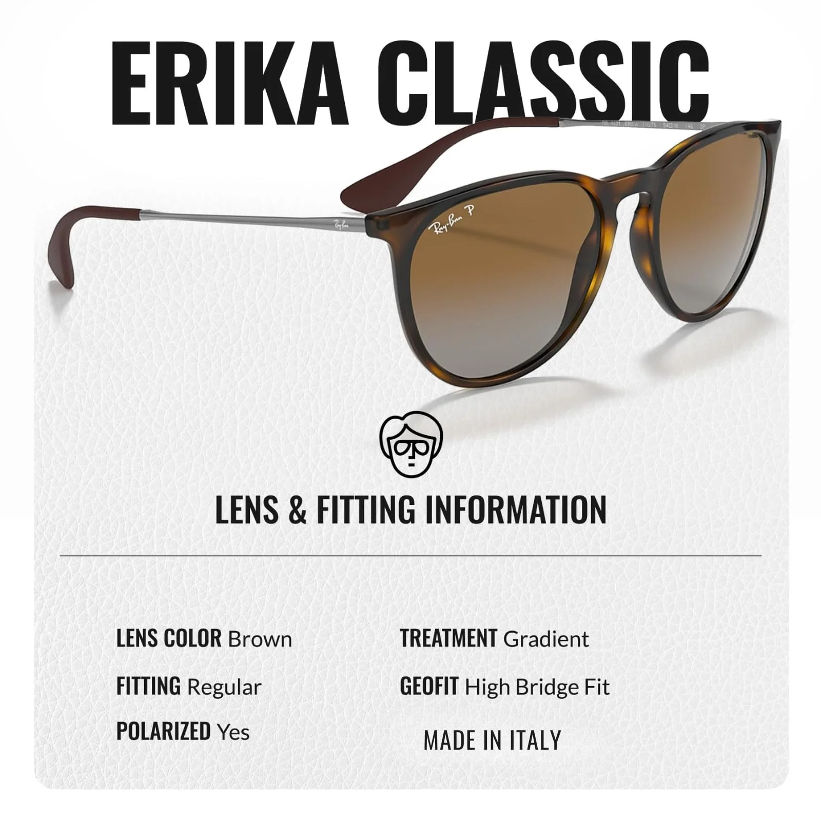 Ray-Ban RB4171 ERIKA CLASSIC POLARIZED Phantos Shaped Sunglasses for Men & Women – Includes Official Rayban Eyewear Kit – Ideal Formal & Casual Wear Sunglasses – Brown Lens - Image 5