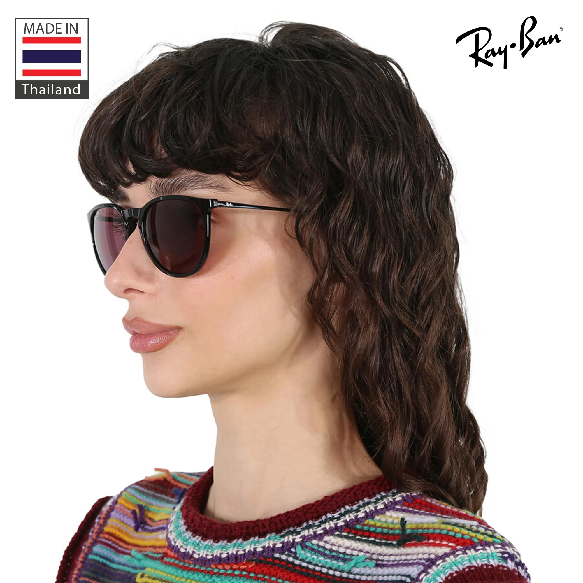 Ray-Ban RB4171 ERIKA CLASSIC POLARIZED Phantos Shaped Sunglasses for Men & Women – Includes Official Rayban Eyewear Kit – Ideal Formal & Casual Wear Sunglasses – Purple Lens - Image 2