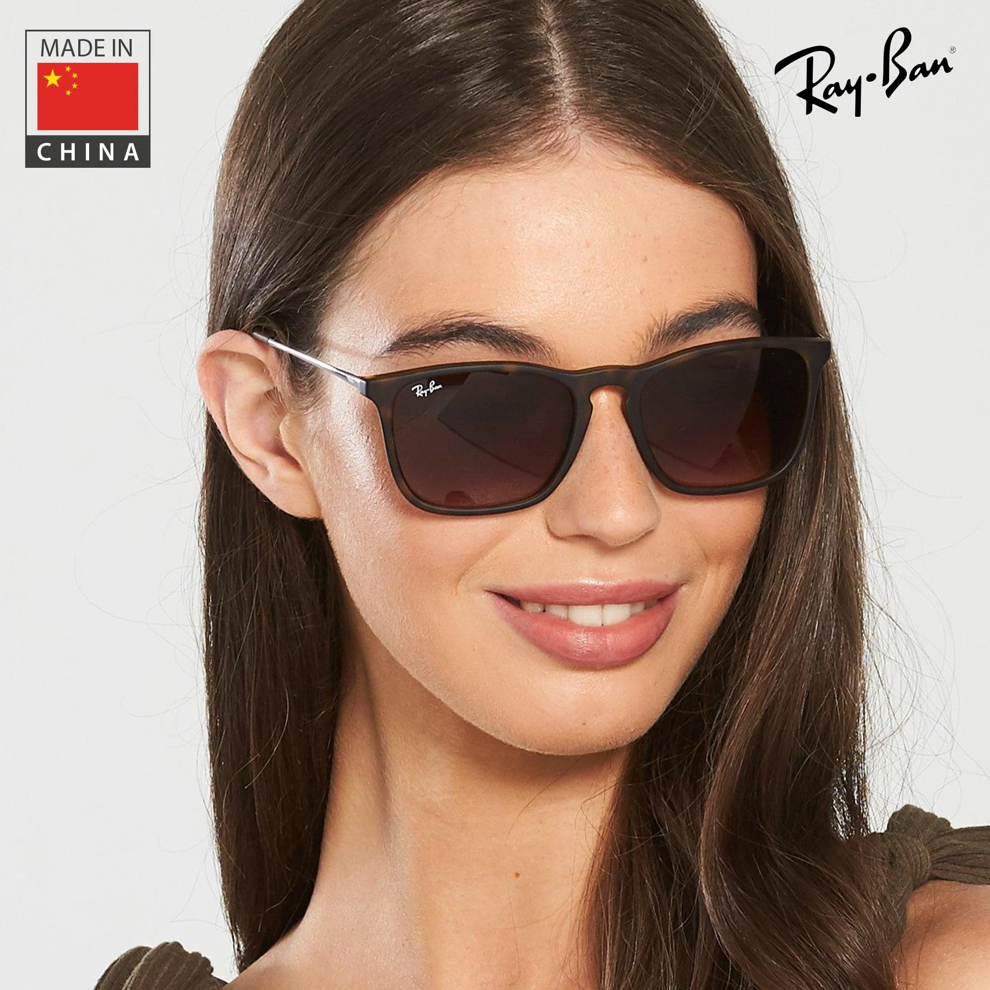 Ray-Ban RB4187 CHRIS Square Shaped Non-Polarized Sunglasses for Men – Includes Official RAYBAN Eyewear Kit – Ideal Formal & Casual Wear Sunglasses – Brown Gradient Lens - Image 2