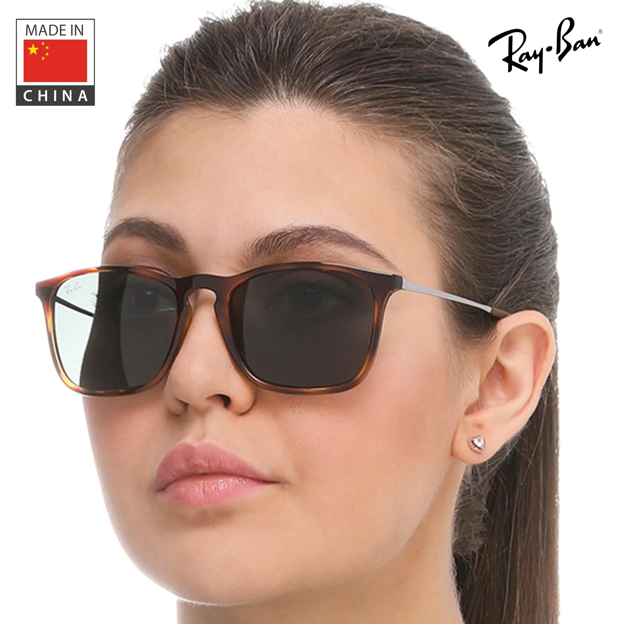Ray-Ban RB4187 CHRIS Square Shaped Non-Polarized Sunglasses for Men – Includes Official RAYBAN Eyewear Kit – Ideal Formal & Casual Wear Sunglasses – Dark Green Lens - Image 3