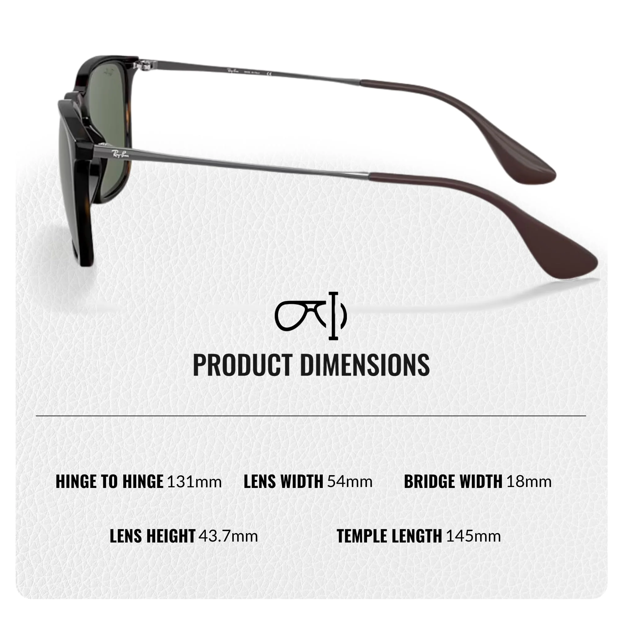 Ray-Ban RB4187 CHRIS Square Shaped Non-Polarized Sunglasses for Men – Includes Official RAYBAN Eyewear Kit – Ideal Formal & Casual Wear Sunglasses – Dark Green Lens - Image 4