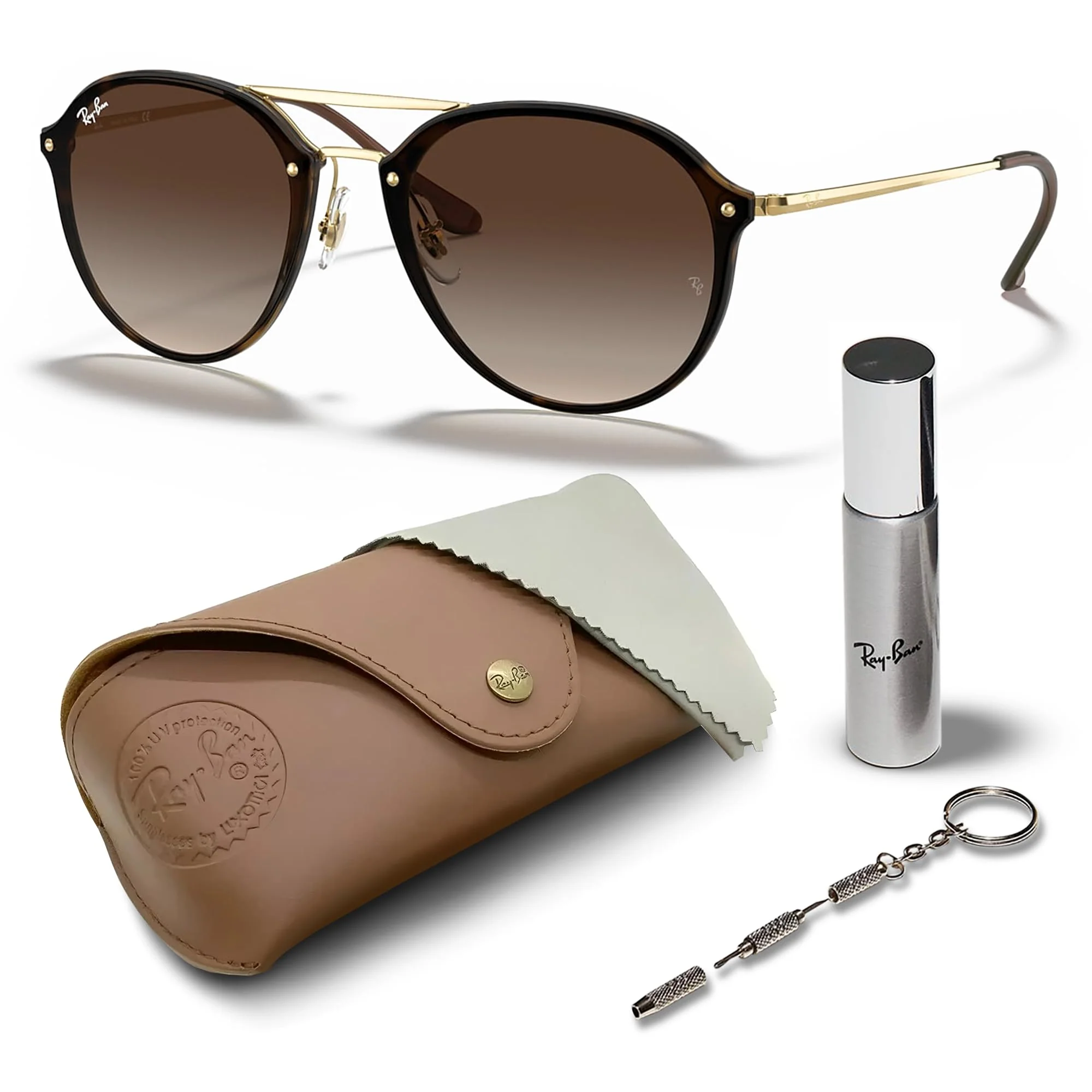 Ray-Ban RB4292N BLAZE DOUBLE BRIDGE Phantos Shaped Non-Polarized Sunglasses for Men & Women – Includes Official RAYBAN Eyewear Kit – Ideal Formal & Casual Wear Sunglasses – Brown Gradient Lens
