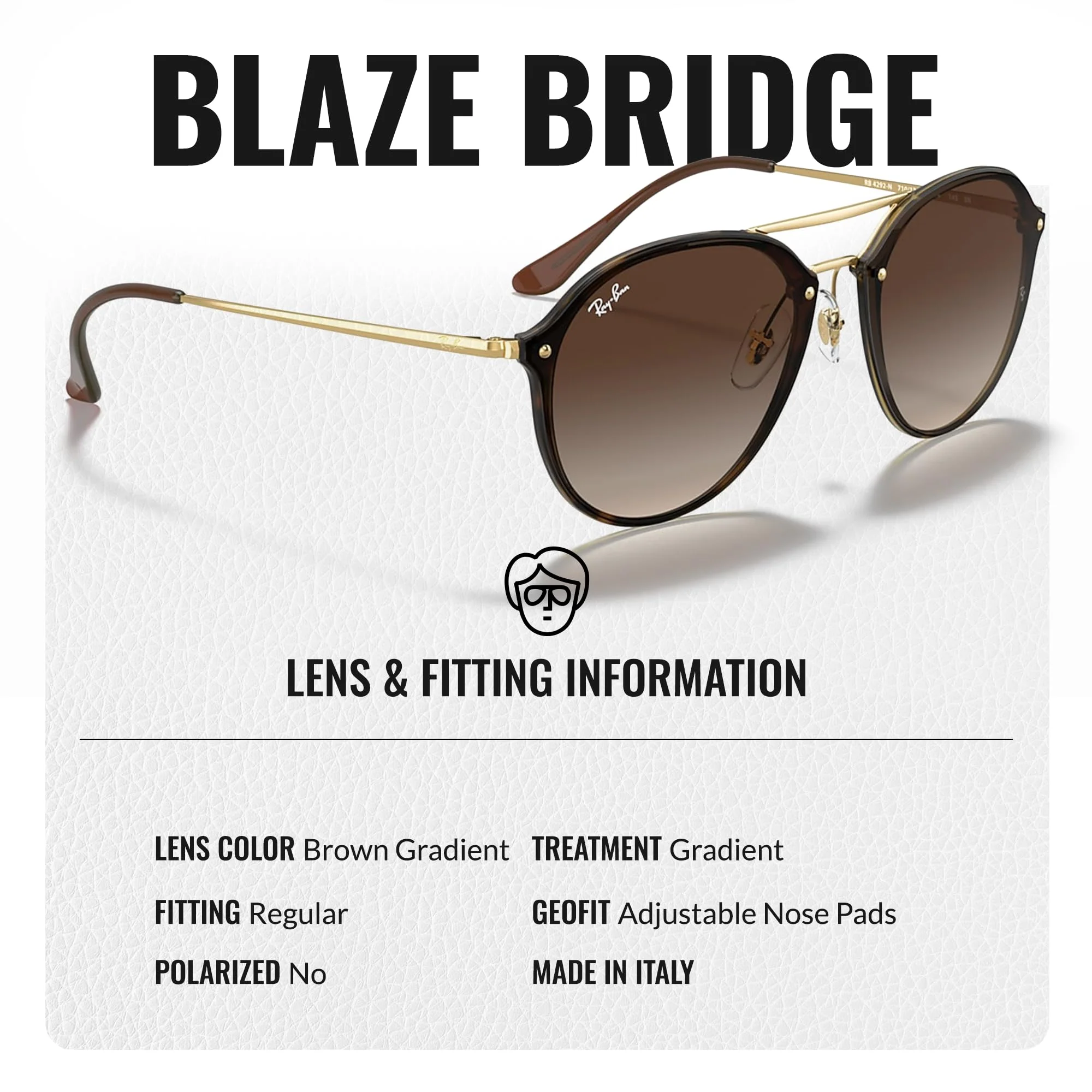 Ray-Ban RB4292N BLAZE DOUBLE BRIDGE Phantos Shaped Non-Polarized Sunglasses for Men & Women – Includes Official RAYBAN Eyewear Kit – Ideal Formal & Casual Wear Sunglasses – Brown Gradient Lens - Image 5