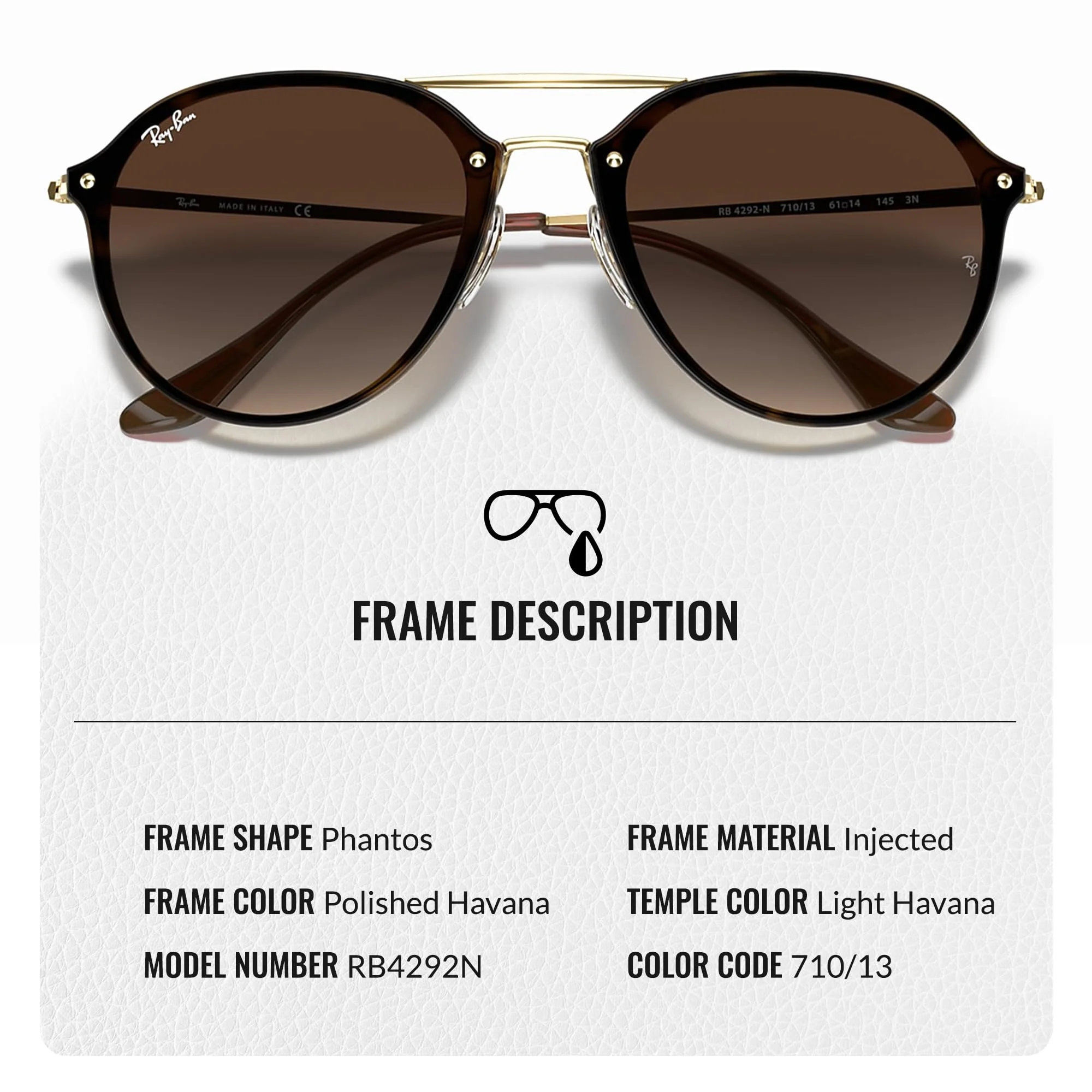 Ray-Ban RB4292N BLAZE DOUBLE BRIDGE Phantos Shaped Non-Polarized Sunglasses for Men & Women – Includes Official RAYBAN Eyewear Kit – Ideal Formal & Casual Wear Sunglasses – Brown Gradient Lens - Image 6