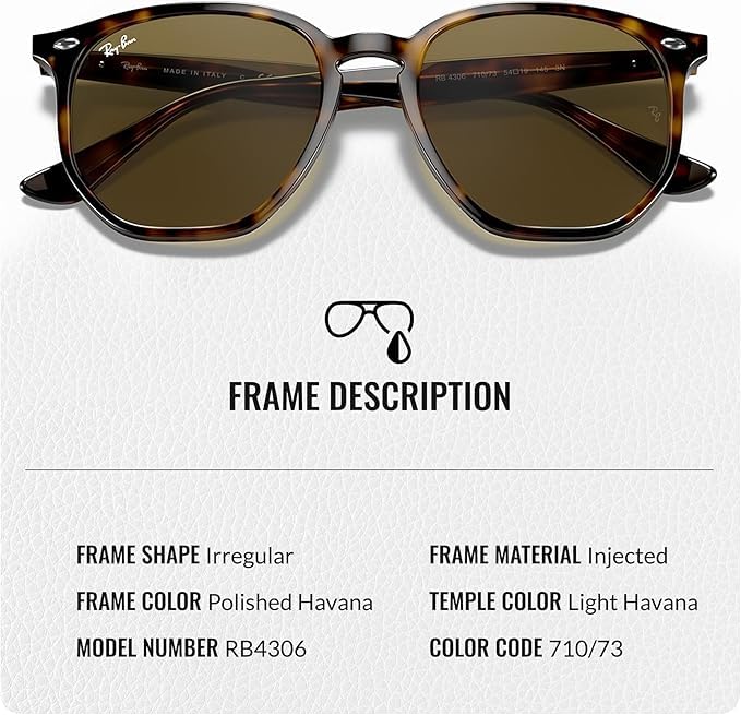 Ray-Ban RB4306 Square-Round Shaped Non-Polarized Sunglasses for Men & Women – Includes Official RAYBAN Eyewear Kit – Ideal Formal & Casual Wear Sunglasses – B-15 Brown Lens - Image 6