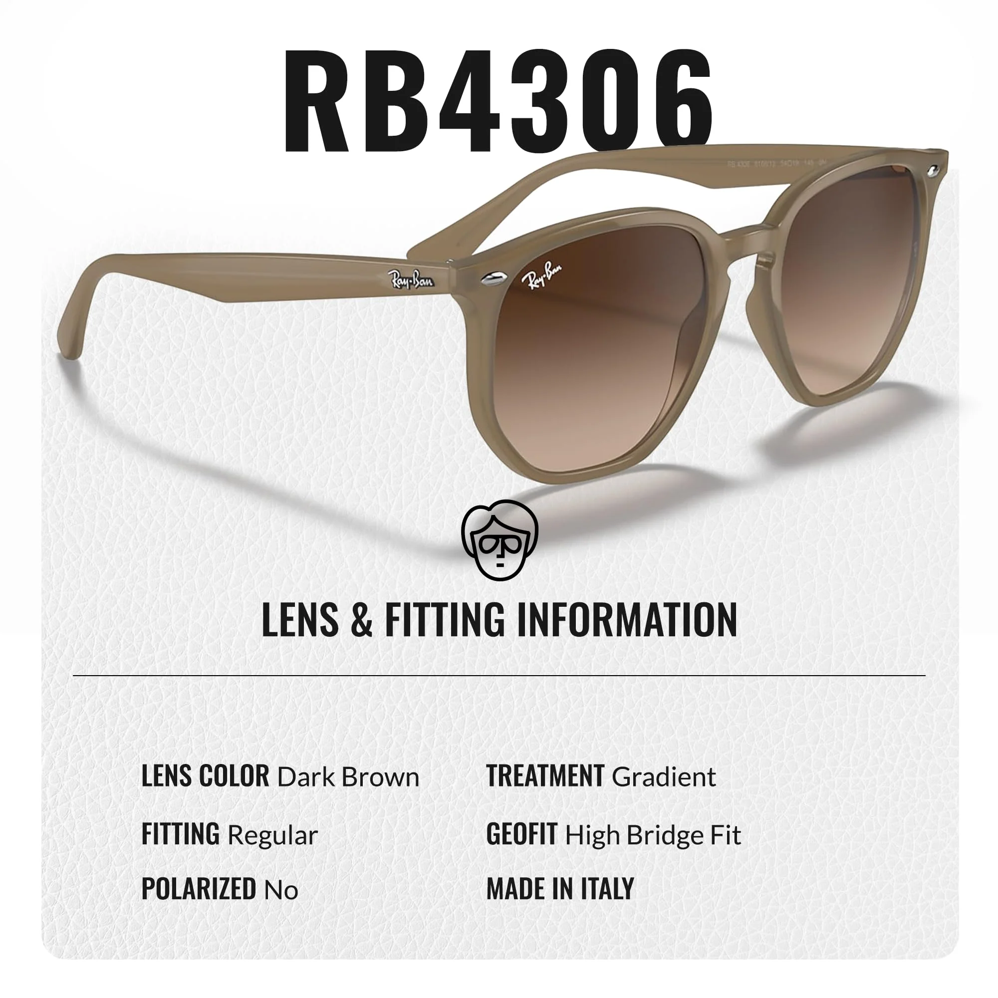 Ray-Ban RB4306 Square-Round Shaped Non-Polarized Sunglasses for Men & Women – Includes Official RAYBAN Eyewear Kit – Ideal Formal & Casual Wear Sunglasses – Dark Brown Lens - Image 5