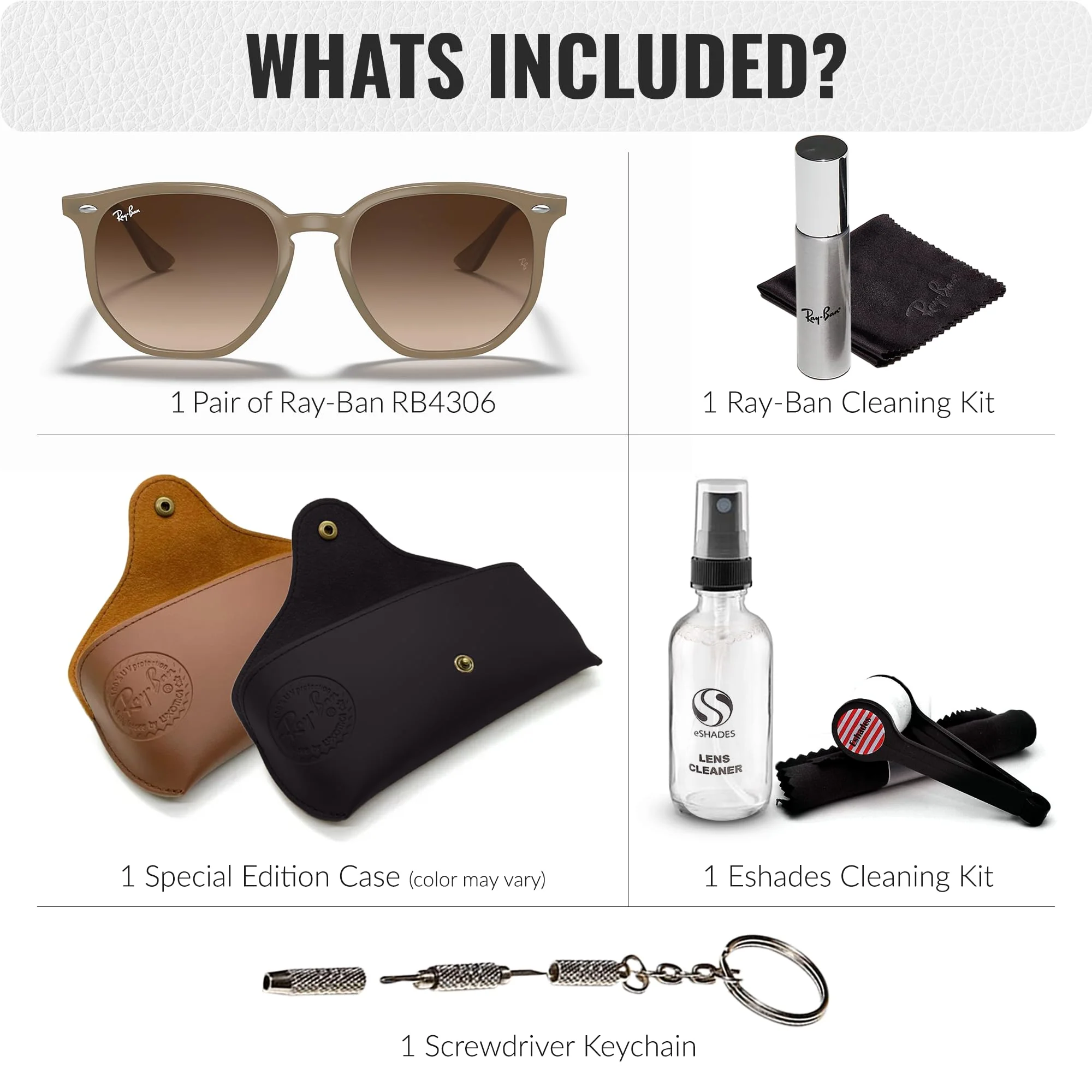 Ray-Ban RB4306 Square-Round Shaped Non-Polarized Sunglasses for Men & Women – Includes Official RAYBAN Eyewear Kit – Ideal Formal & Casual Wear Sunglasses – Dark Brown Lens - Image 7