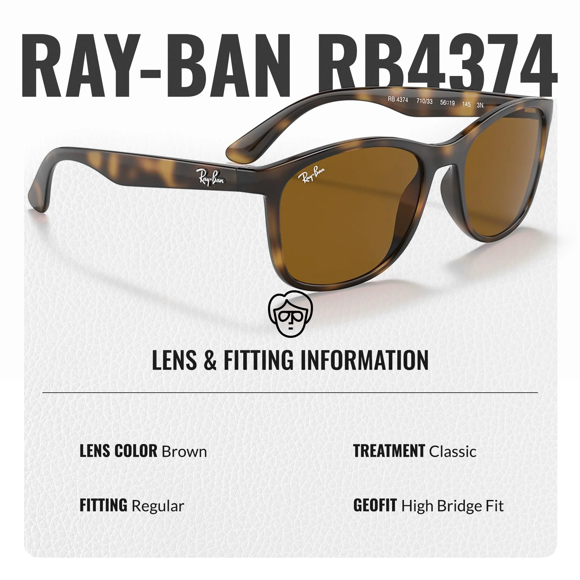 Ray-Ban RB4374 Square Shaped Non-Polarized Sunglasses for Men & Women – Includes Official RAYBAN Eyewear Kit – Ideal Formal & Casual Wear Sunglasses – Brown Lens - Image 5