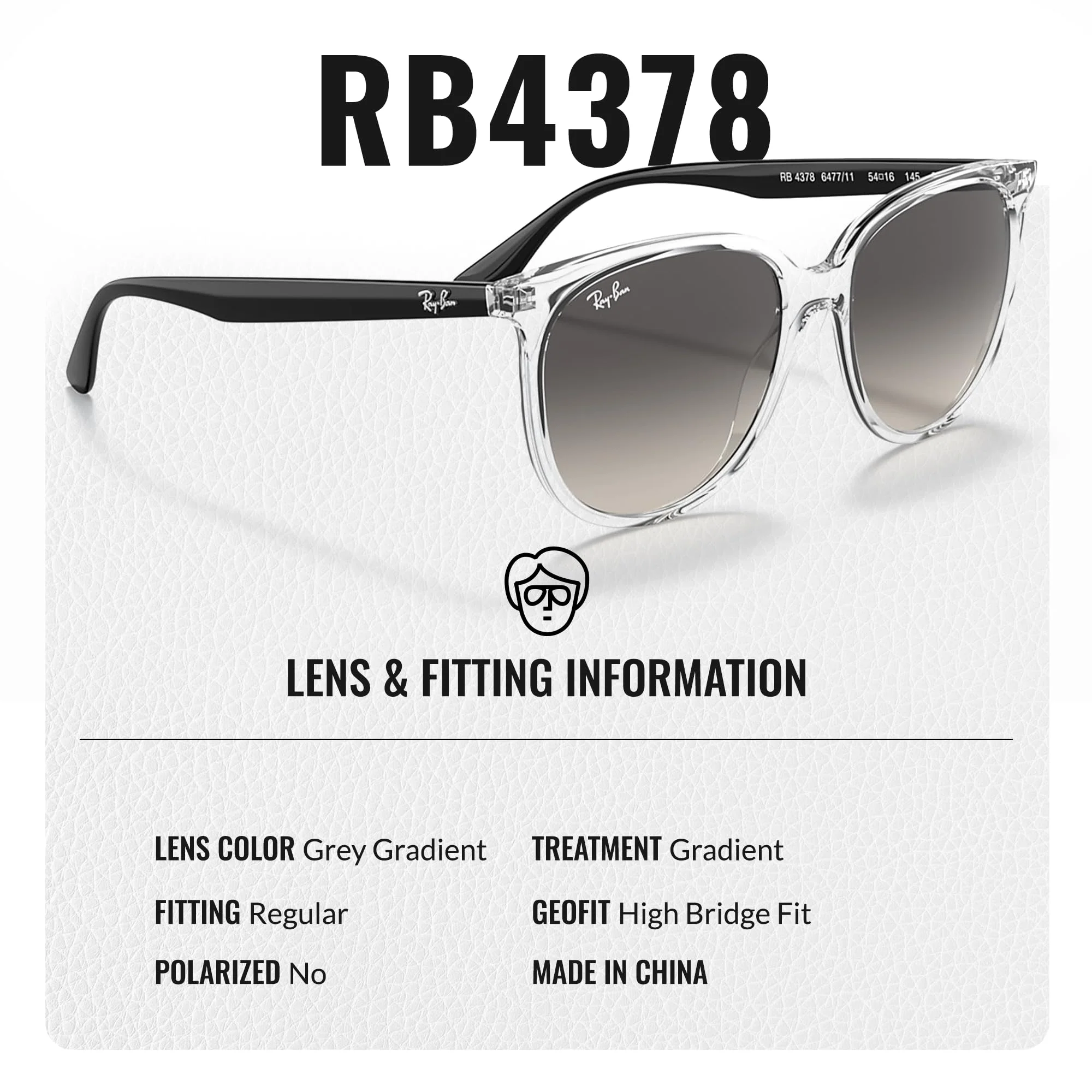 Ray-Ban RB4378 Square Shaped Non-Polarized Sunglasses for Women – Includes Official RAYBAN Eyewear Kit – Ideal Formal & Casual Wear Sunglasses – Grey Gradient Lens - Image 5