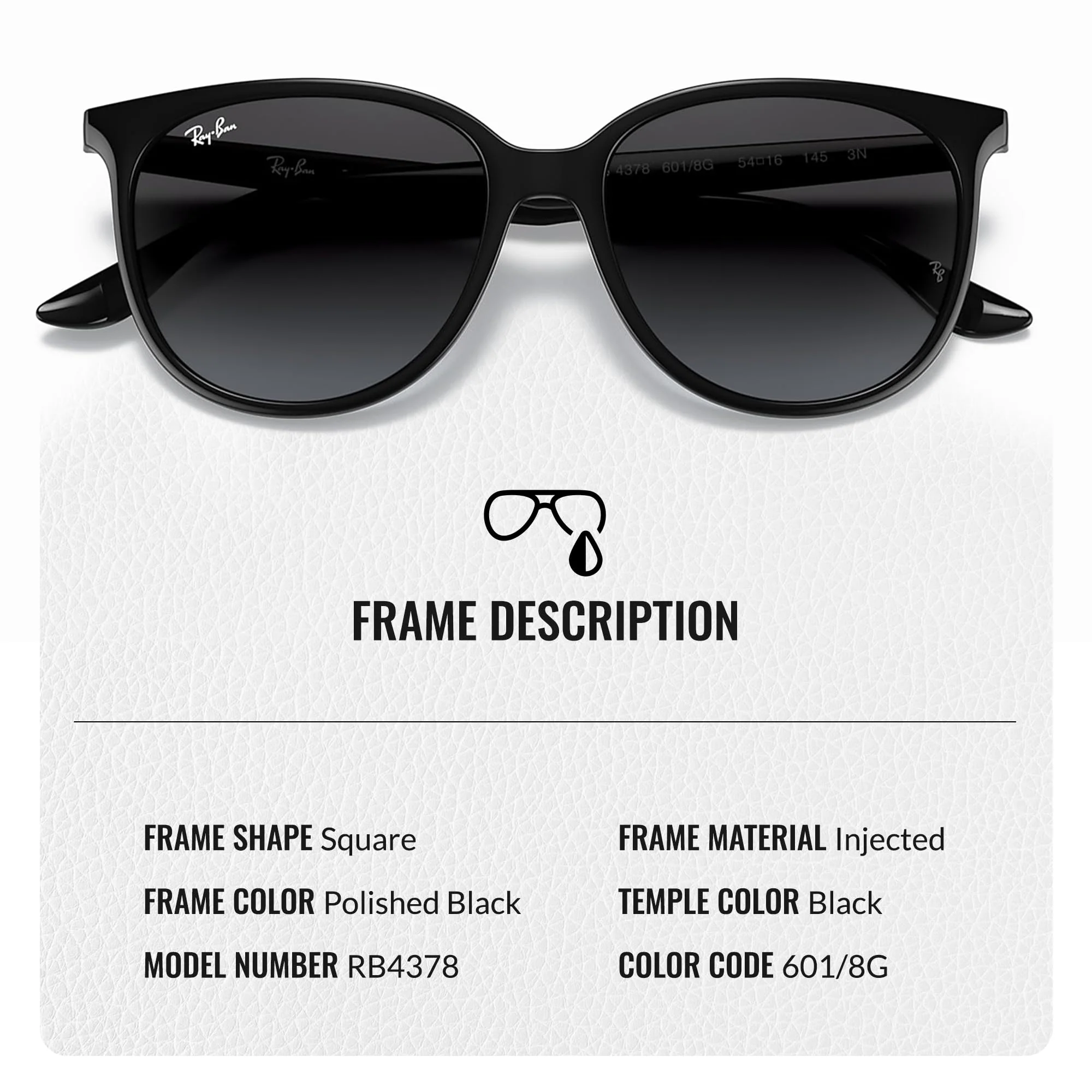Ray-Ban RB4378 Square Shaped Non-Polarized Sunglasses for Women – Includes Official RAYBAN Eyewear Kit – Ideal Formal & Casual Wear Sunglasses – Grey Gradient Lens - Image 6