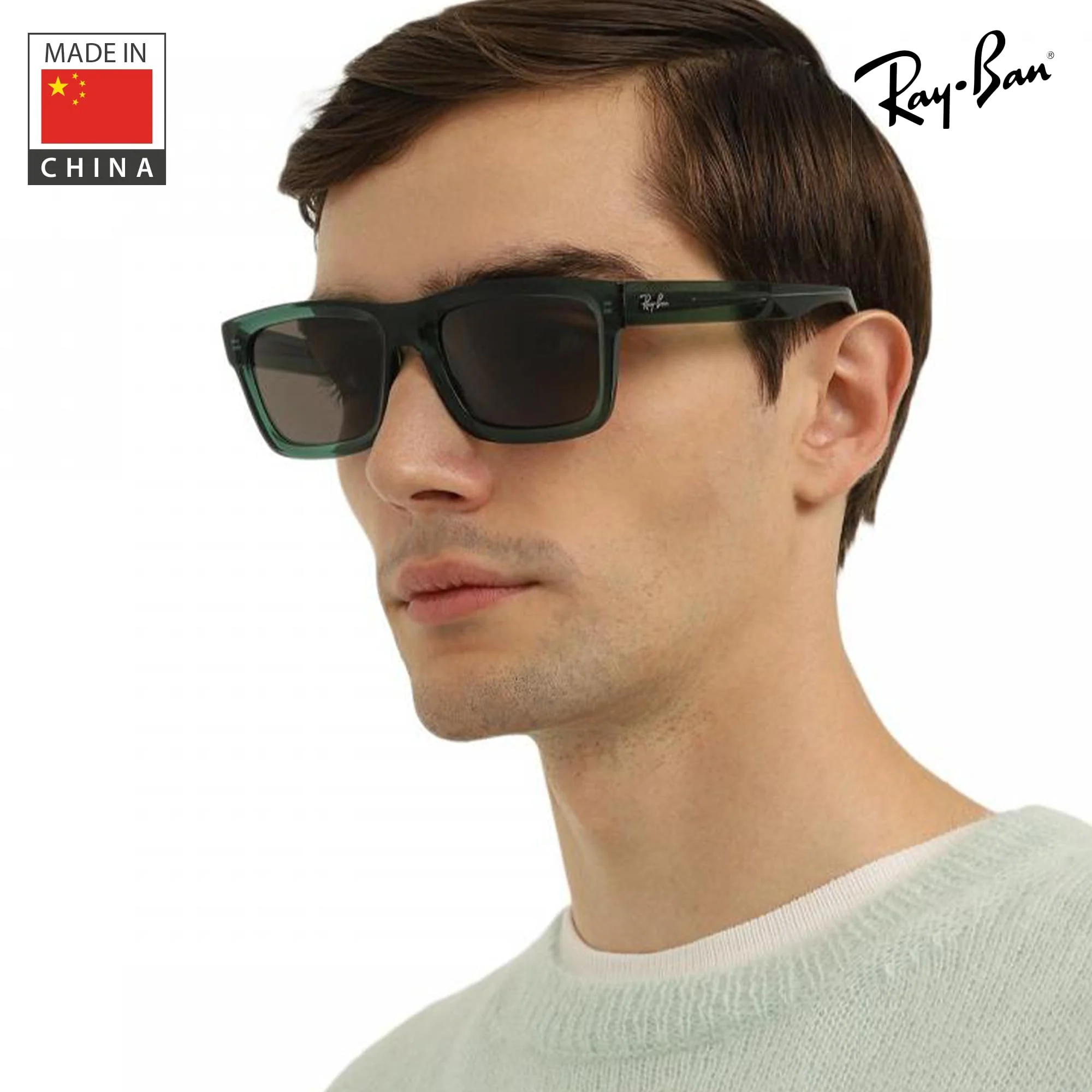 Ray-Ban RB4396 WARREN BIO-BASED Rectangle Shaped Non-Polarized Sunglasses for Men & Women – Includes Official RAYBAN Eyewear Kit – Ideal Formal & Casual Wear Sunglasses – Dark Brown Lens - Image 2