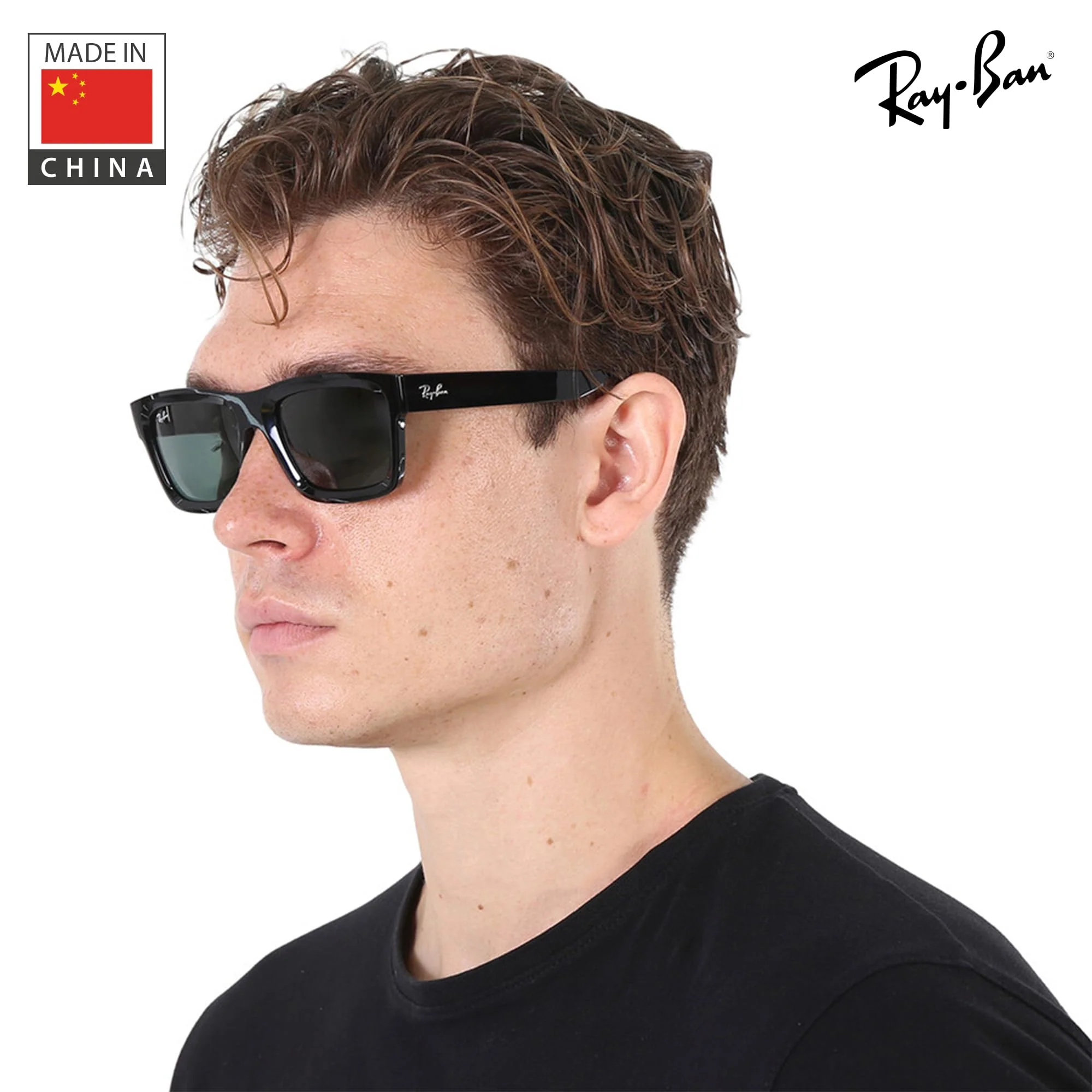 Ray-Ban RB4396 WARREN BIO-BASED Rectangle Shaped Non-Polarized Sunglasses for Men & Women – Includes Official RAYBAN Eyewear Kit – Ideal Formal & Casual Wear Sunglasses – Dark Green Lens - Image 3
