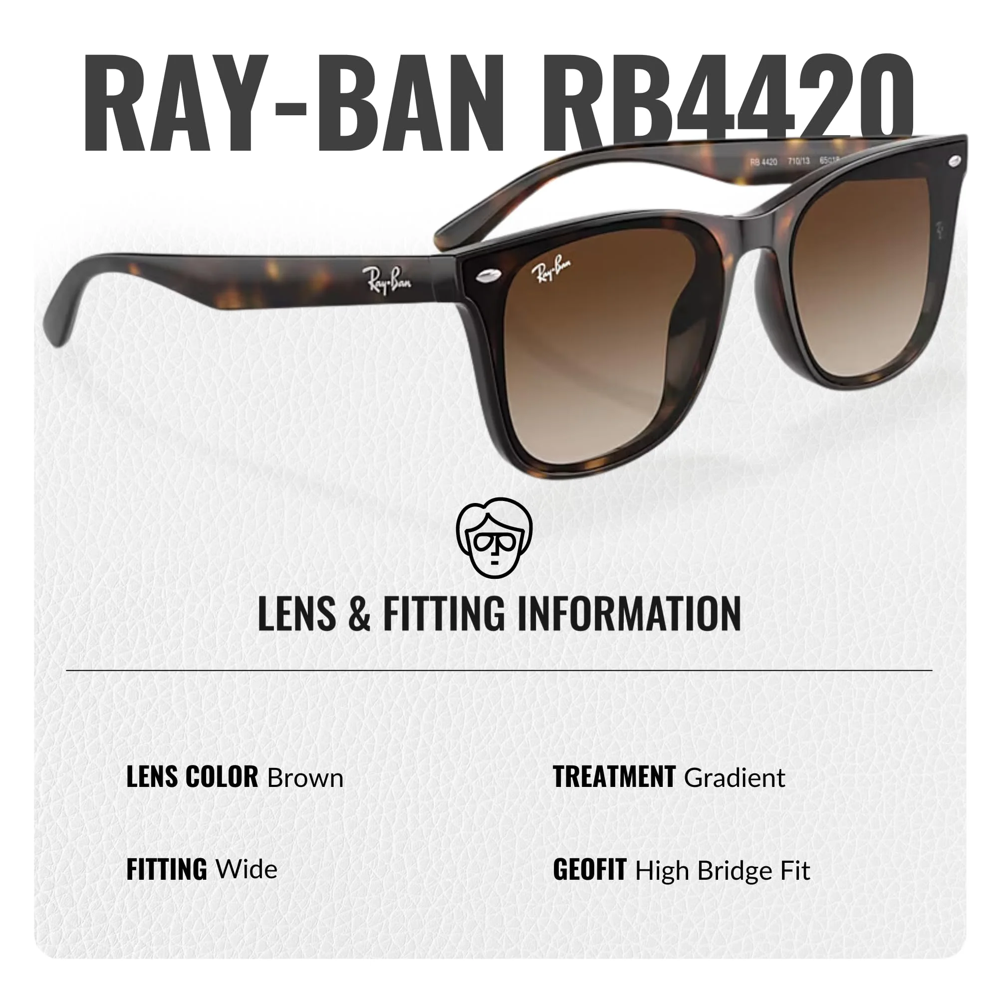 Ray-Ban RB4420 Square Shaped Non-Polarized Sunglasses for Men & Women – Includes Official RAYBAN Eyewear Kit – Ideal Formal & Casual Wear Sunglasses – Brown Lens - Image 4
