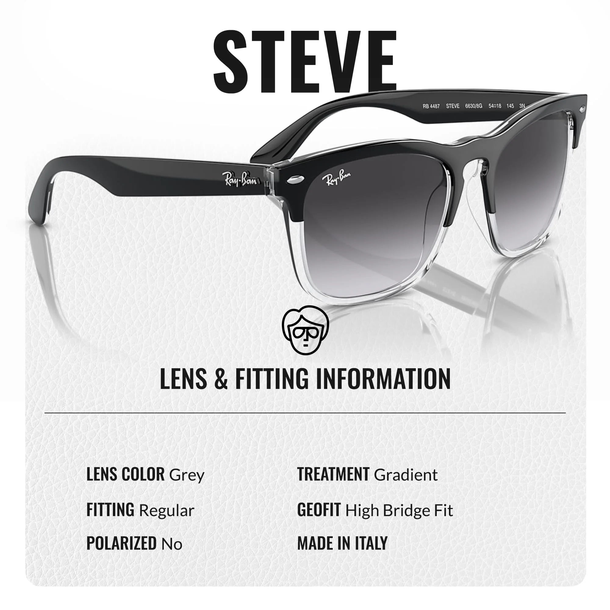 Ray-Ban RB4487 STEVE Square Shaped Non-Polarized Sunglasses for Men & Women – Includes Official RAYBAN Eyewear Kit – Ideal Formal & Casual Wear Sunglasses – Grey Lens - Image 5