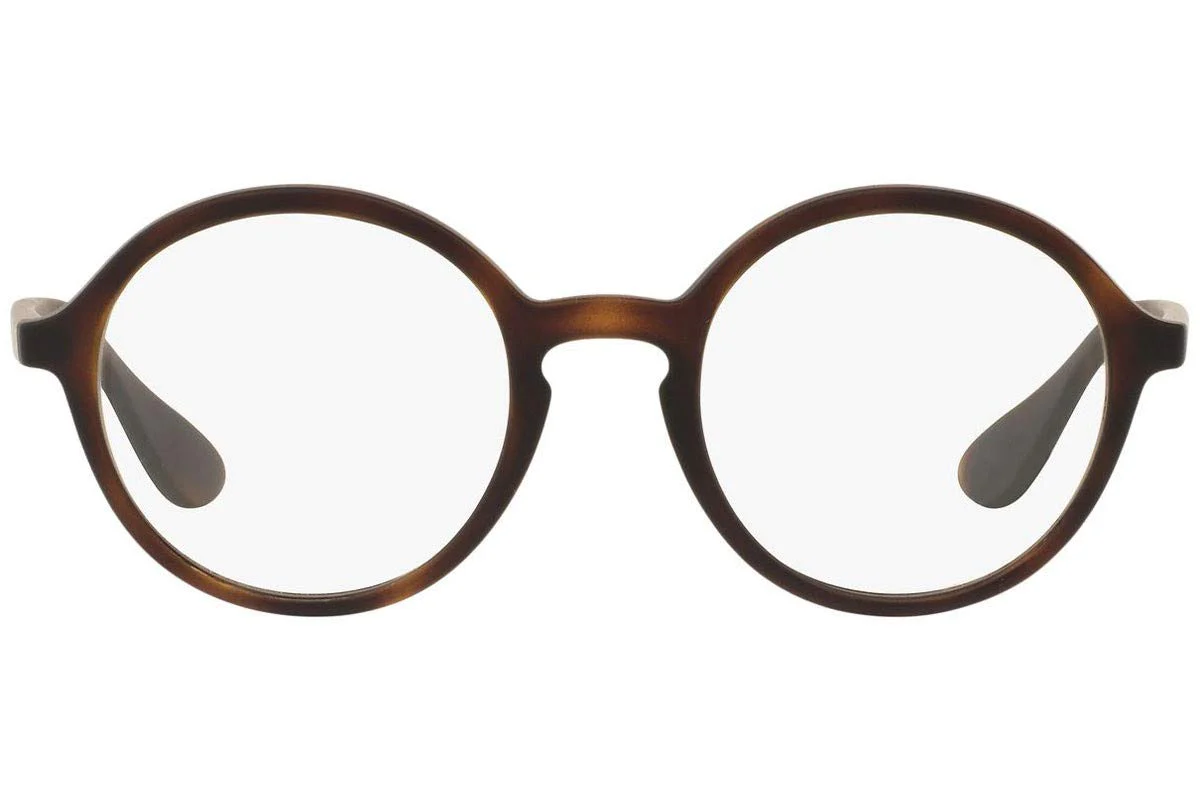 Ray-Ban RX7075 Round Prescription Eyeglass Frames, Rubber Havana/Demo Lens, 49 mm - Image 5