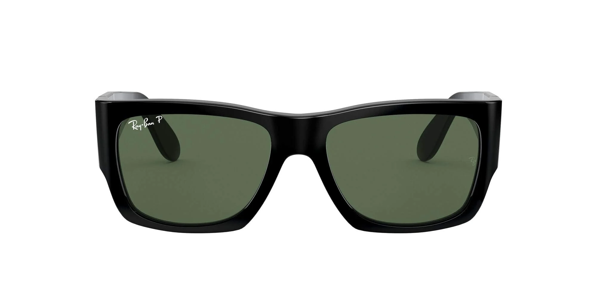 Ray-Ban Unisex RB2187 Nomad Square Sunglasses, Black/G-15 Green Polarized, 54 mm