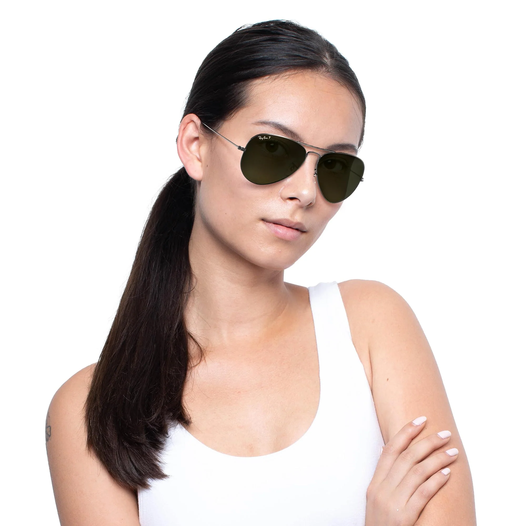 Ray-Ban Unisex RB3025 Classic Polarized Aviator Sunglasses, Gunmetal/Polarized G-15 Green, 62 mm - Image 3