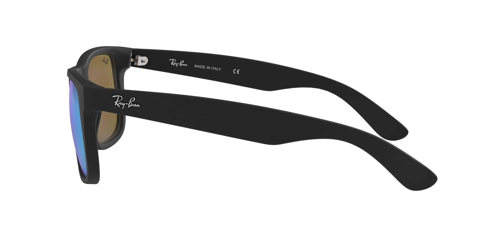 Ray-Ban Unisex RB4165 Justin Rectangular Sunglasses, Rubber Black/Blue Flash, 55 mm - Image 5
