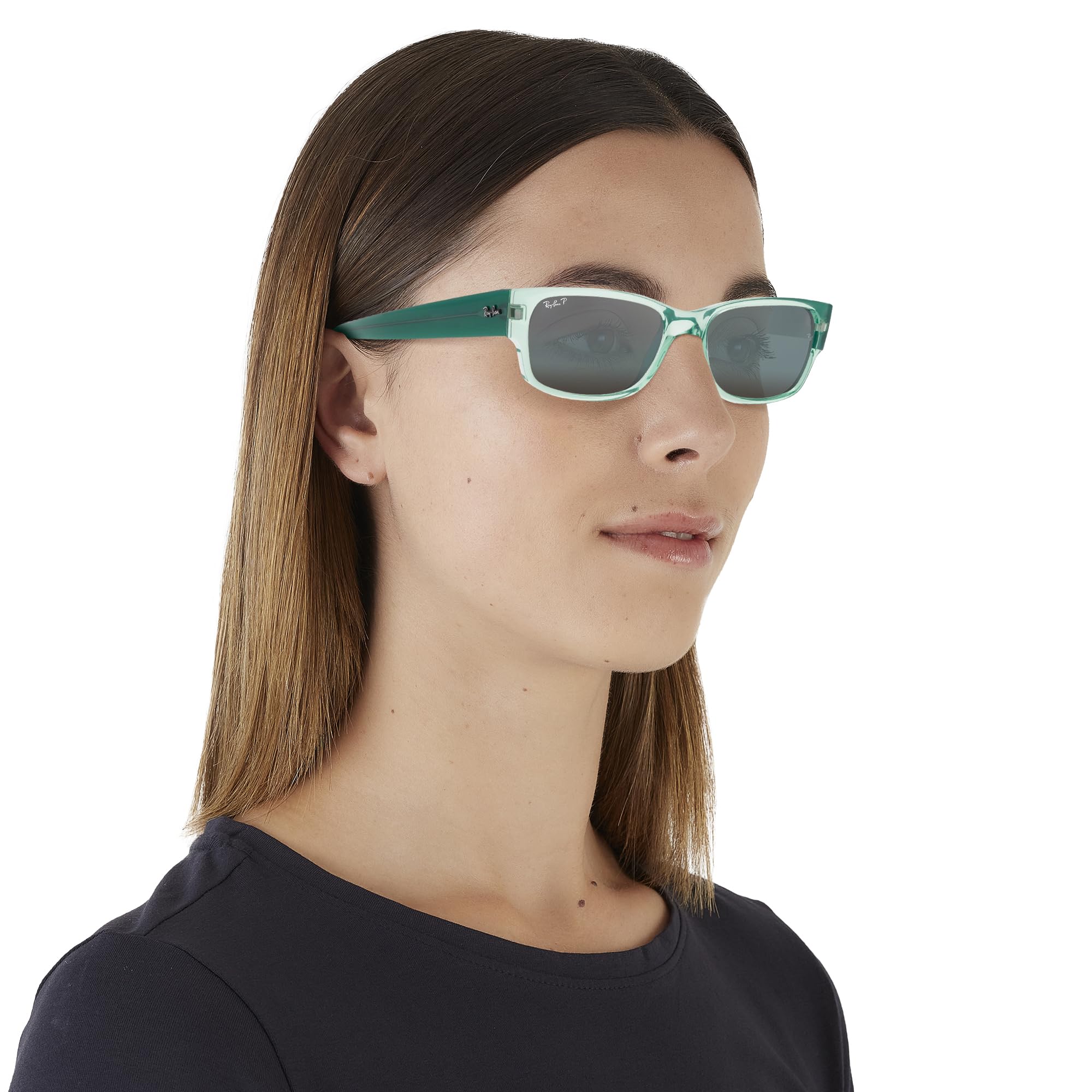 Ray-Ban Unisex RB4388 Square Sunglasses, Transparent Green/Blue Polarized, 58 mm - Image 2