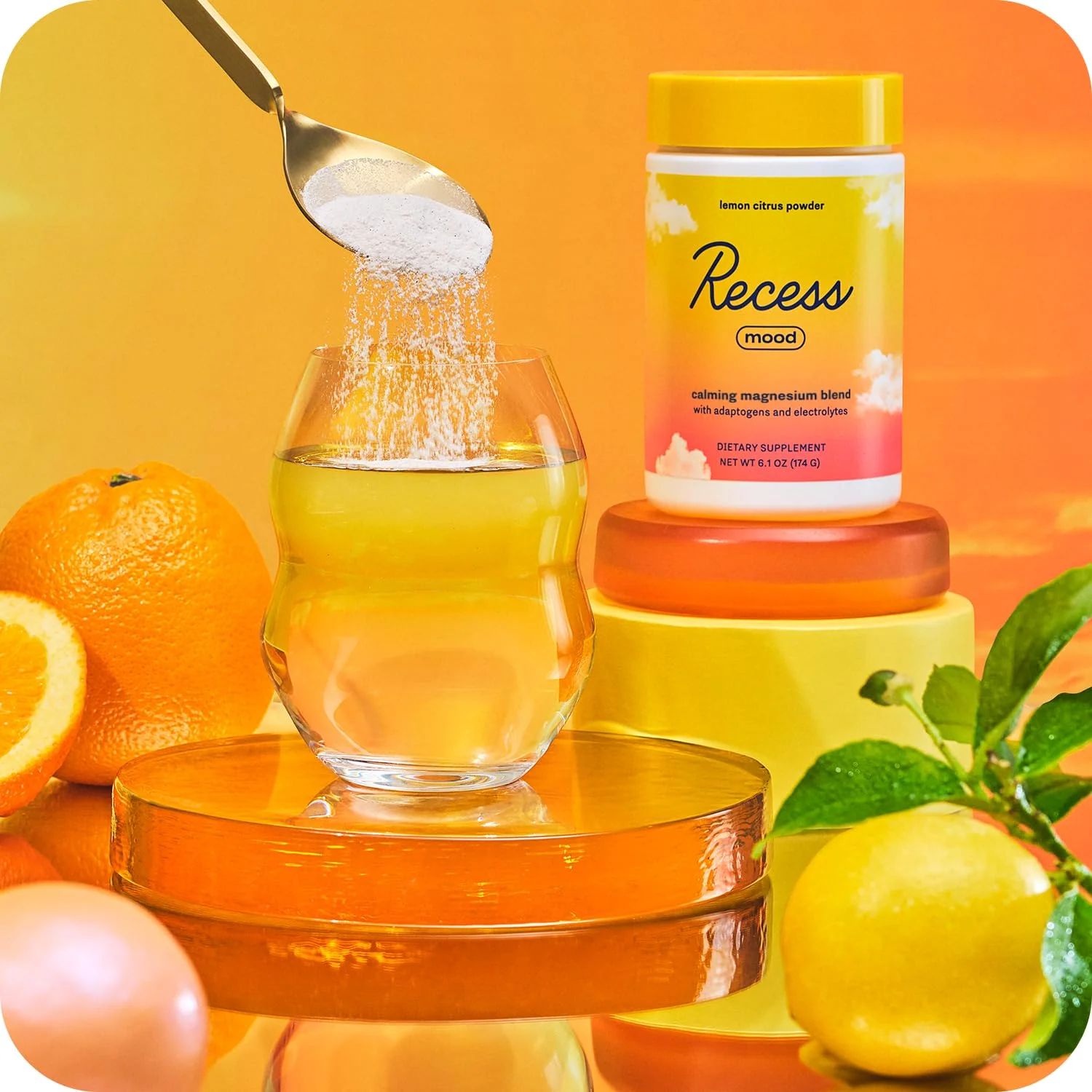 Recess Mood Powder, Calming Magnesium L-Threonate Blend with Passion Flower, L-Theanine, Electrolytes, Magnesium Calm Support Powder Supplement - Lemon Citrus 28 Serving Tub - Image 8