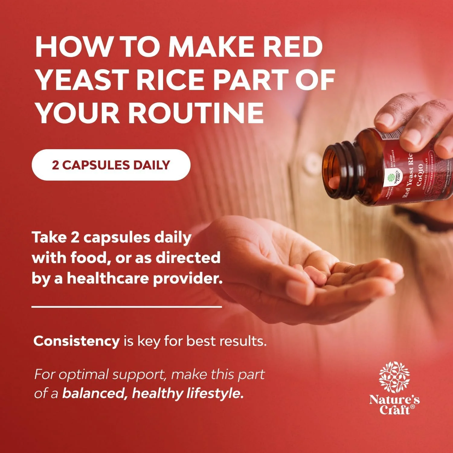 Red Yeast Rice with CoQ10 Supplement - Advanced Healthy Heart & Healthy Cholesterol Levels Formula for Men & Women - Extra Strength Capsule with Red Yeast Rice 1200 mg Capsules with CoQ10 - 120 Count - Image 3