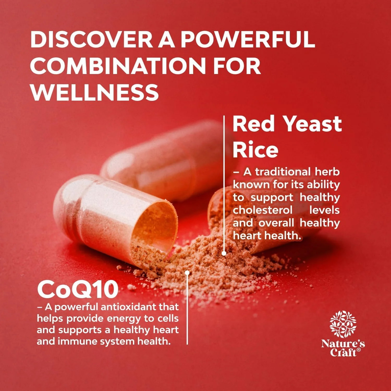 Red Yeast Rice with CoQ10 Supplement - Advanced Healthy Heart & Healthy Cholesterol Levels Formula for Men & Women - Extra Strength Capsule with Red Yeast Rice 1200 mg Capsules with CoQ10 - 120 Count - Image 4