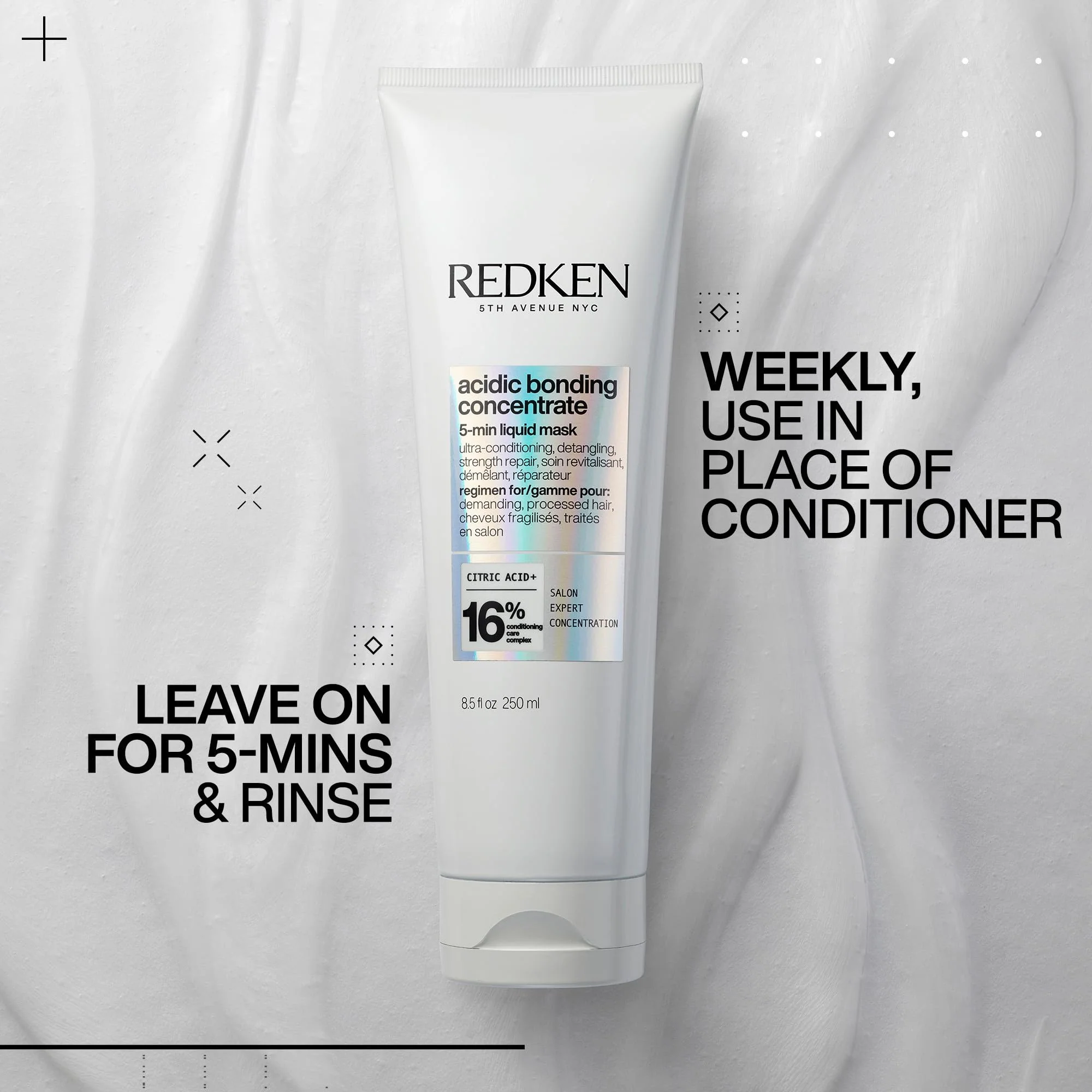 Redken Acidic Bonding Concentrate Hair Mask - Hydrating 5 Minute Liquid Mask, Bond Building & Strengthening, For Dry, Damaged Hair, 1 Fl Oz - Image 3