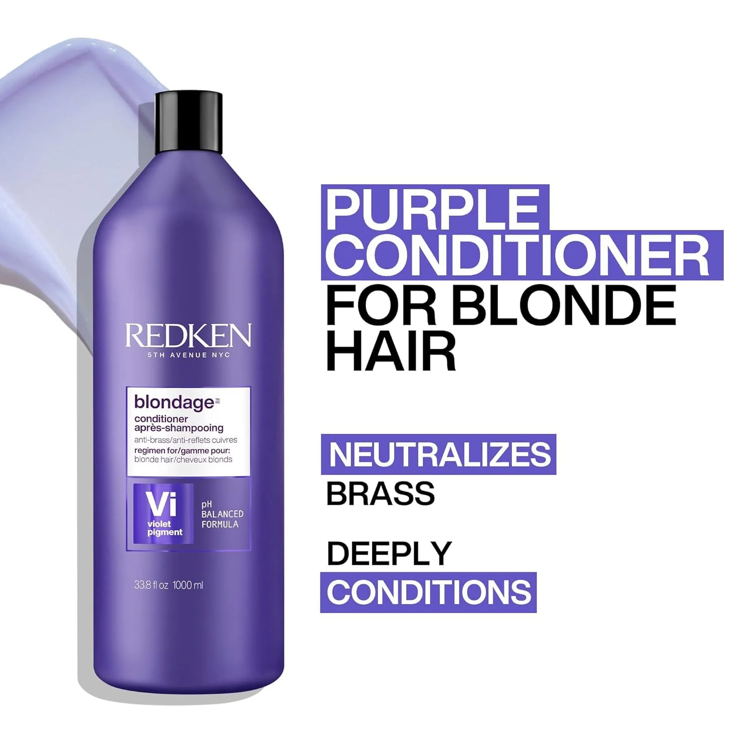 Redken Blondage Color Depositing Purple Conditioner | For Blonde Hair | Neutralizes Brass & Moisturizes Hair | With Pure Violet Pigments | 33.8 Fl Oz - Image 8