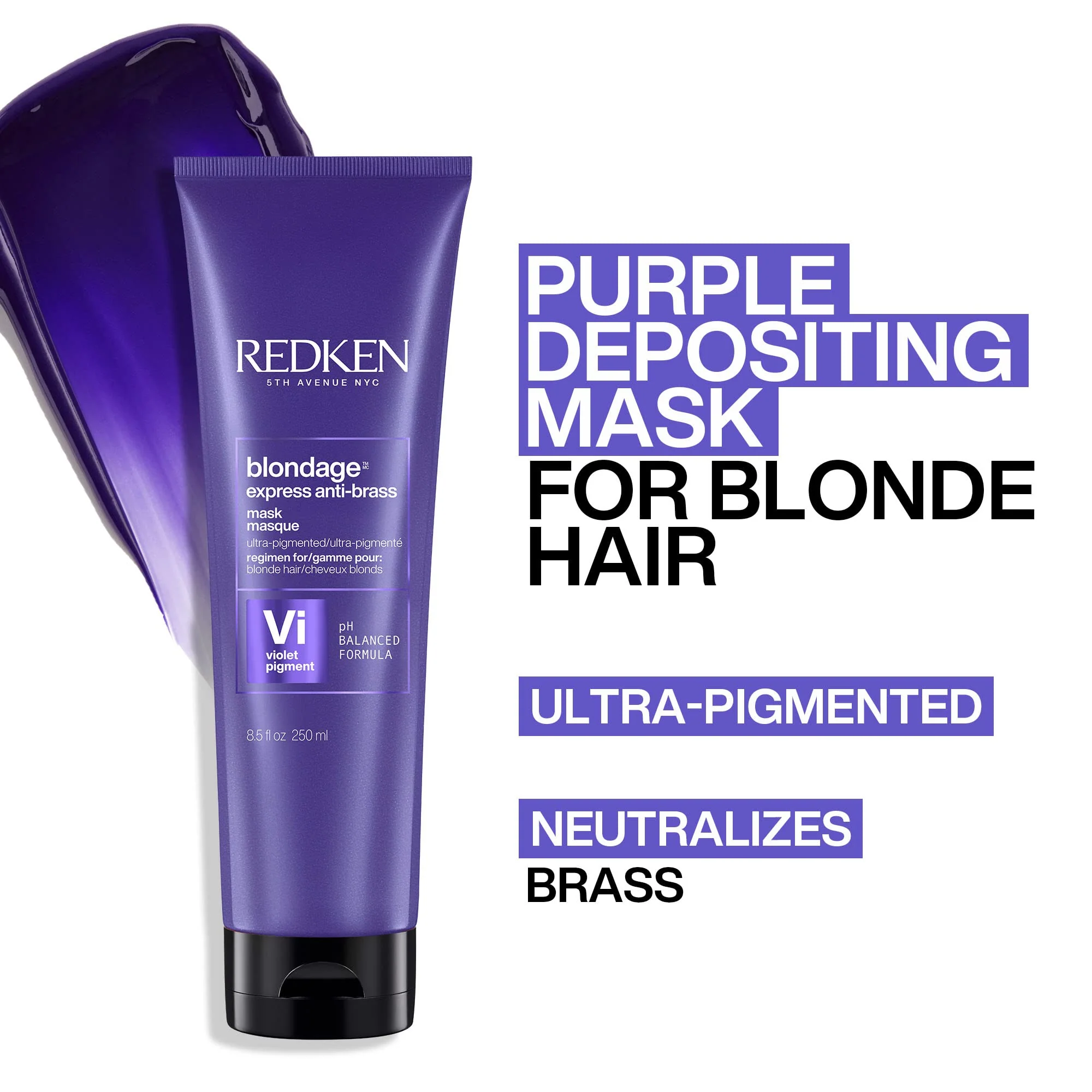 Redken Blondage Express Anti-Brass Mask For Blonde & Highlighted Hair - Ultra-Pigmented Purple Mask For Blonde Hair, 8.5 Fl Oz - Image 7