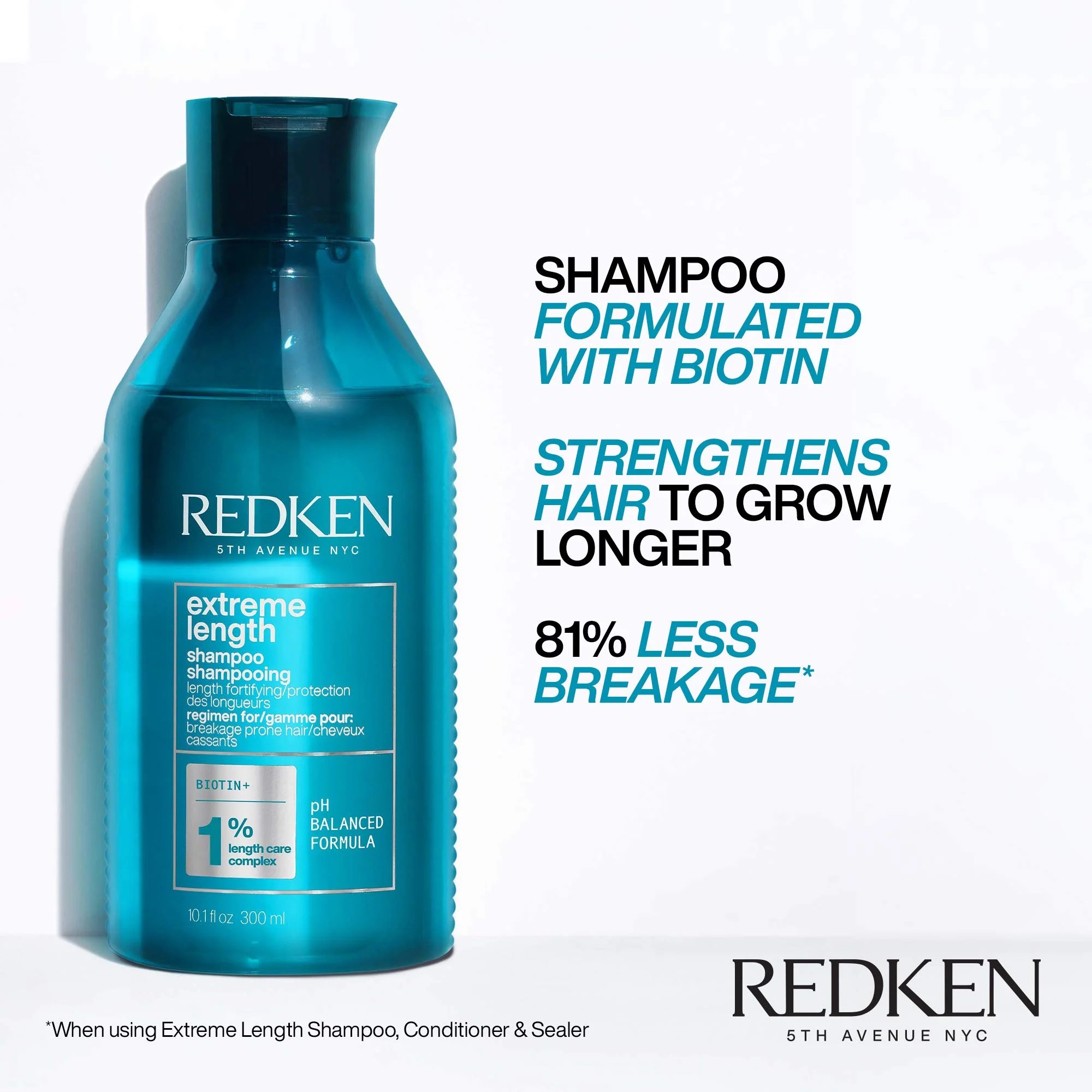 Redken Extreme Length Shampoo, Conditioner and Leave-In Conditioner Set For Damaged and All Hair Types - Prevents Breakage and Strengthens Strands, Infused With Biotin For Hair Growth - Image 10