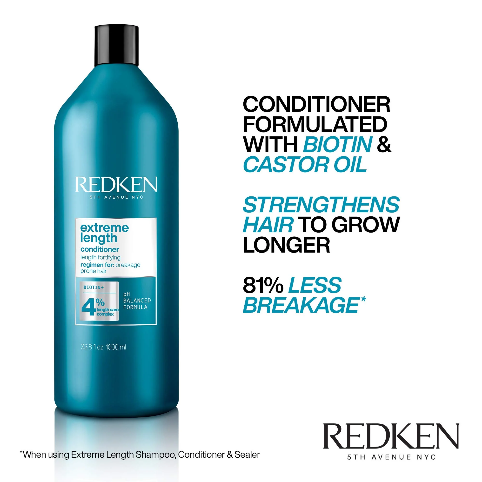 Redken Extreme Length Shampoo & Conditioner Set For Damaged Hair - Prevents Breakage and Strengthens Hair, Infused With Biotin For Hair Growth - Image 7