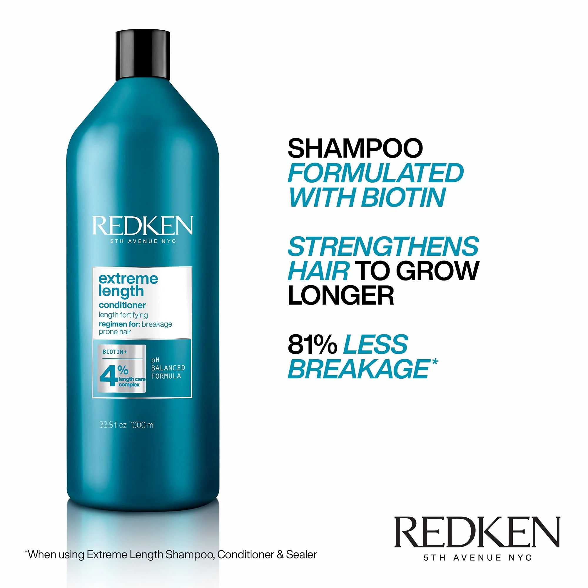Redken Extreme Length Shampoo & Conditioner Set For Damaged Hair - Prevents Breakage and Strengthens Hair, Infused With Biotin For Hair Growth - Image 8