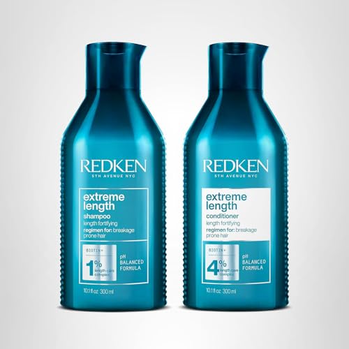 Redken Extreme Length Shampoo & Conditioner Set for Damaged Hair, Prevents Breakage, Strengthens and Infused with Biotin for Hair Growth, 10.1 Fl Oz, Pack of 2 - Image 2