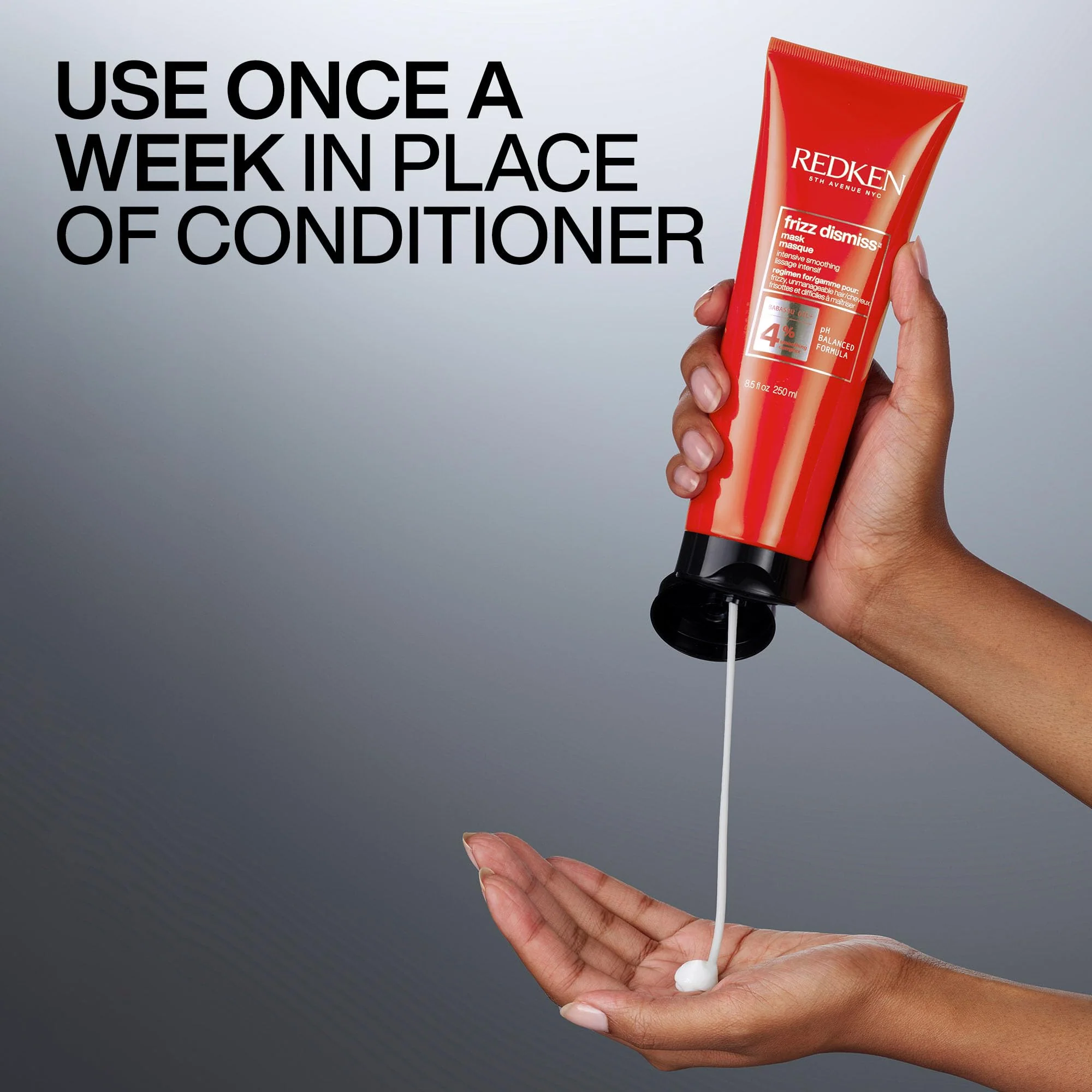 Redken Frizz Dismiss Mask, Intense Smoothing Treatment For Unruly Hair - Ultra Hydrating Smoothing Hair Mask, Hydrates, Smooths and Tames Frizz - Image 6