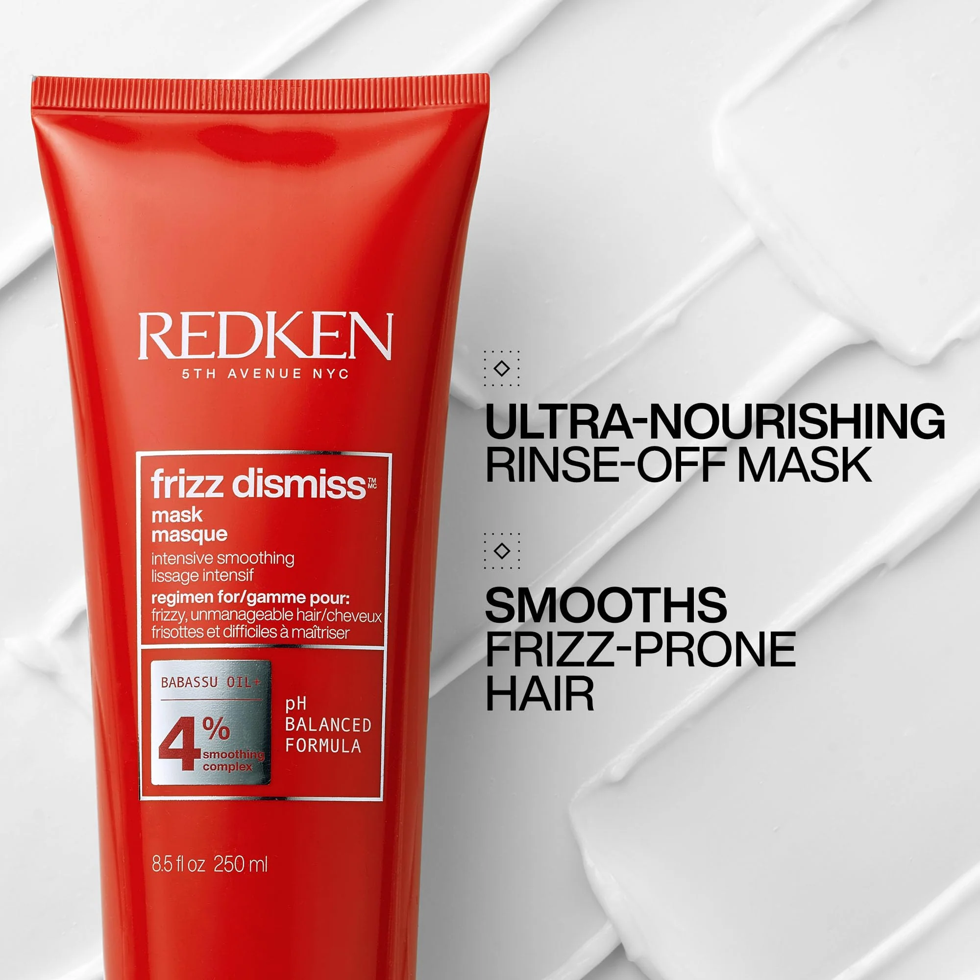 Redken Frizz Dismiss Mask, Intense Smoothing Treatment For Unruly Hair - Ultra Hydrating Smoothing Hair Mask, Hydrates, Smooths and Tames Frizz - Image 8