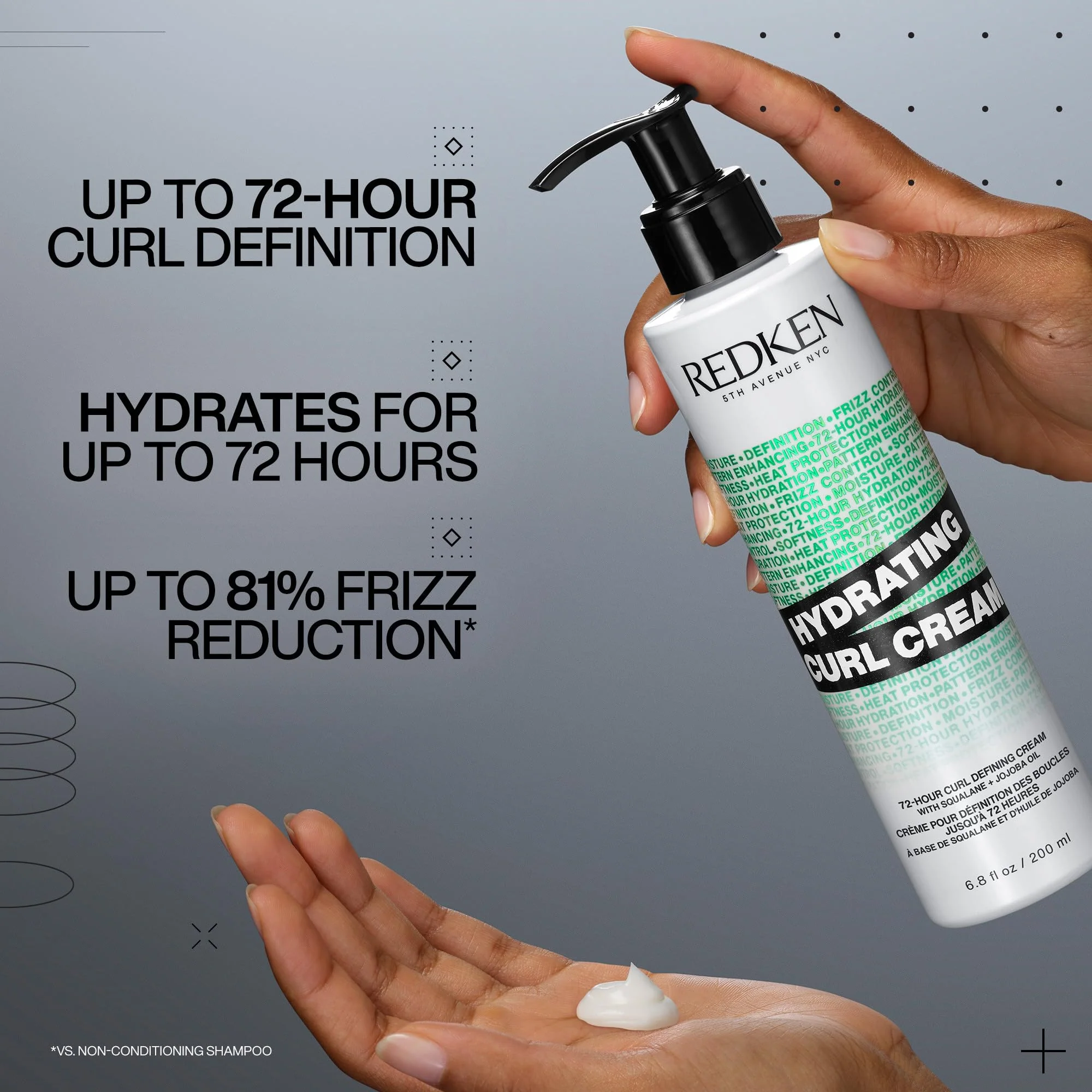 Redken Hydrating Curl Cream - 72 Hour Curl Definition, Heat Protection up to 450°F, Hydrates & Reduces Frizz, With Squalane & Jojoba Oil - Image 10