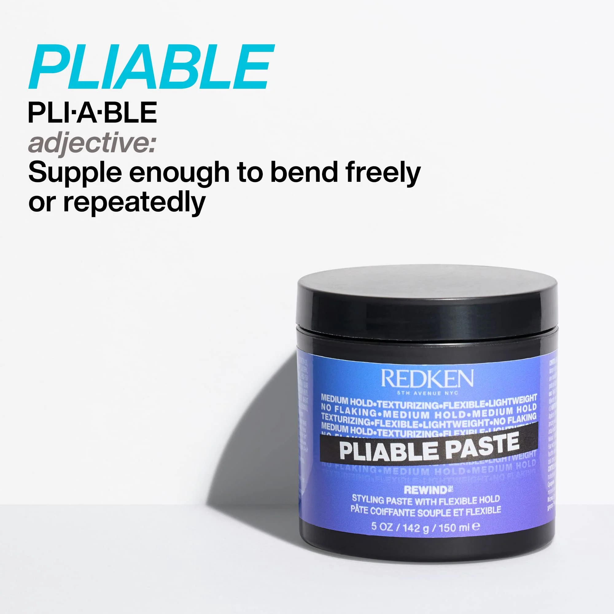 Redken Pliable Styling Paste With Flexible Hold For All Hair Types - Adds Lightweight, Flexible Texture & Moisture, Medium Hold - Image 3